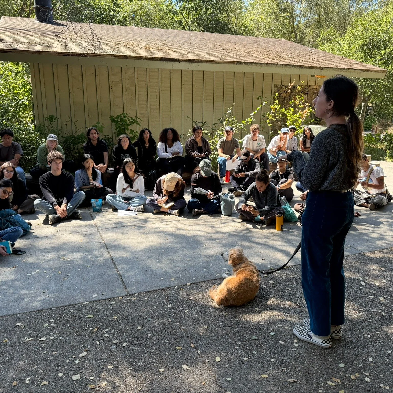 RDG spend a lovely Friday afternoon at Sausal Creek in Dimond Park with UC Berkeley's Design + Architecture Summer Programs teaching them about creek restoration, daylighting, and fish passage. Nova, our office mascot, supervised. 
#streamrestoration