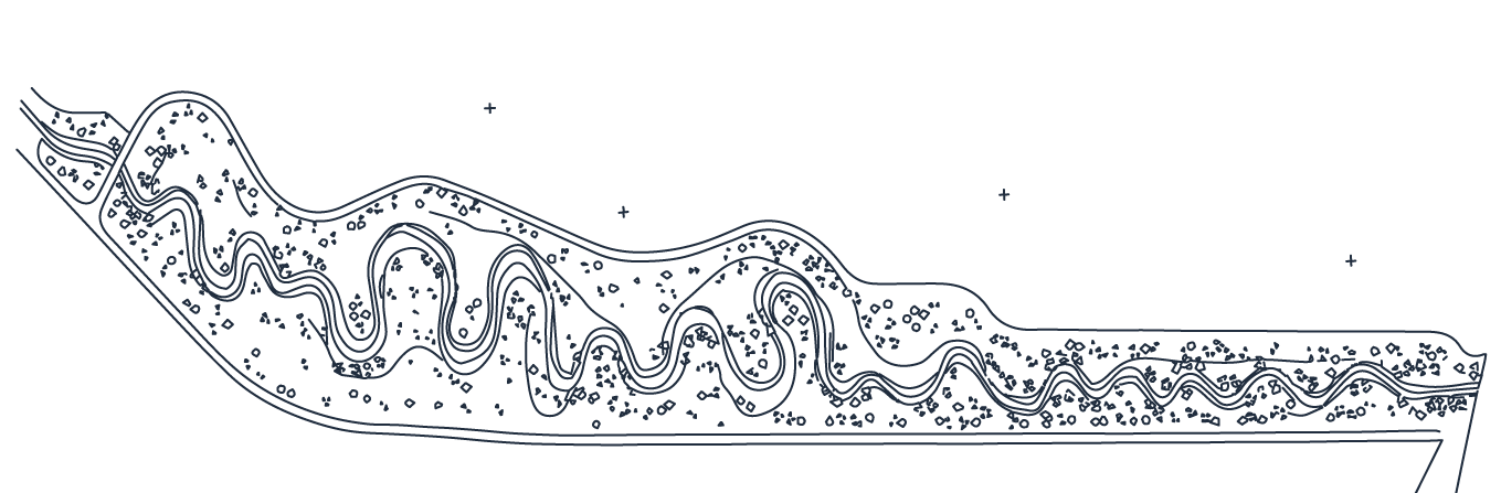 Line drawing of a restoration design plan for a meandering creek