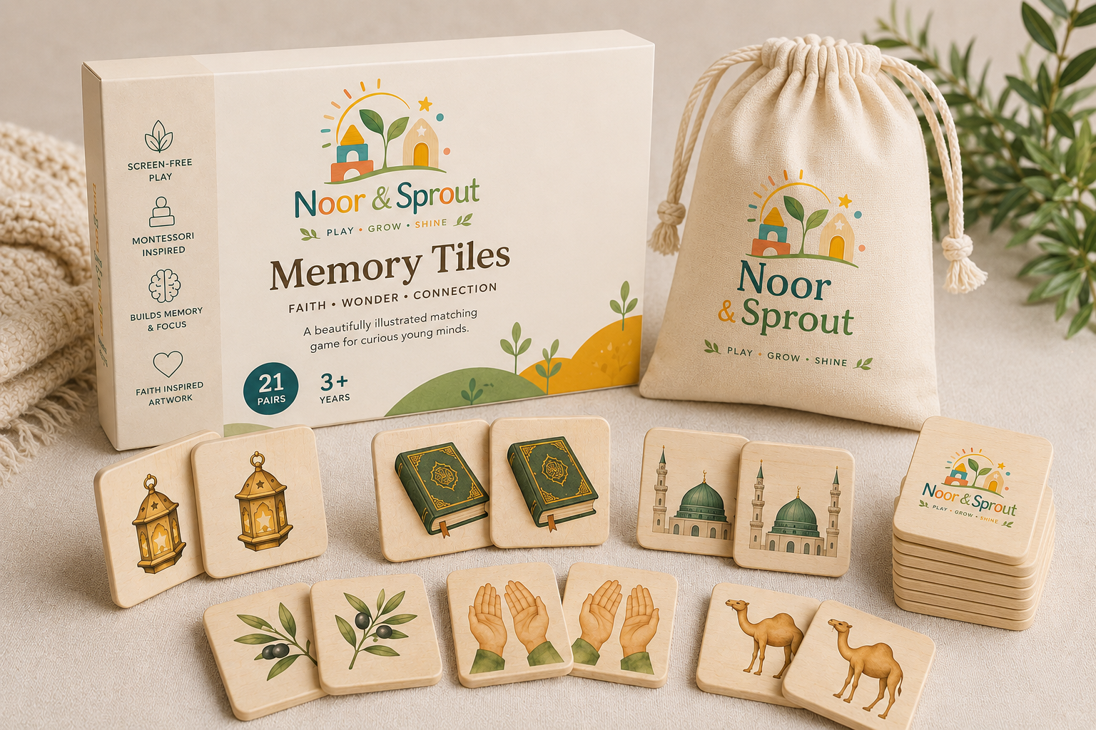 The Original Noor & Sprout Memory Tiles
