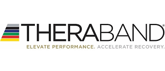 Logotipo de Theraband con lema 'Elevate Performance. Accelerate Recovery'