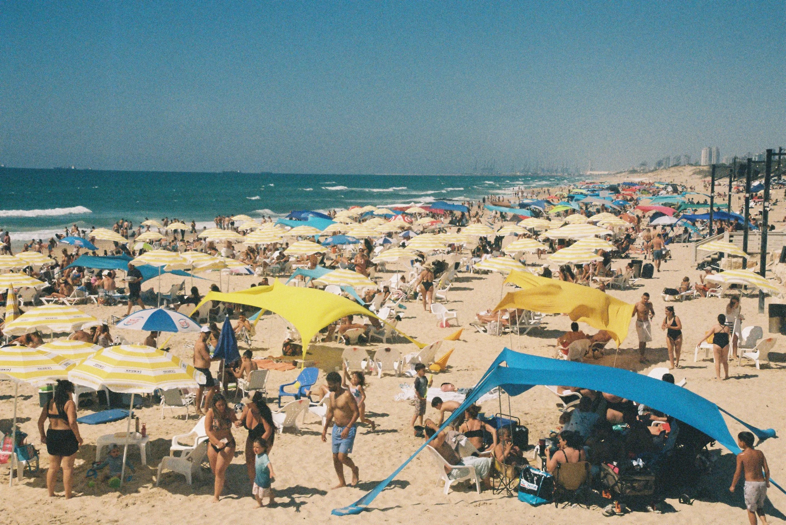 Busy Beach, Nitzanim, 2026, Digital Scan from a Color 35mm Negative, 4” x 6”