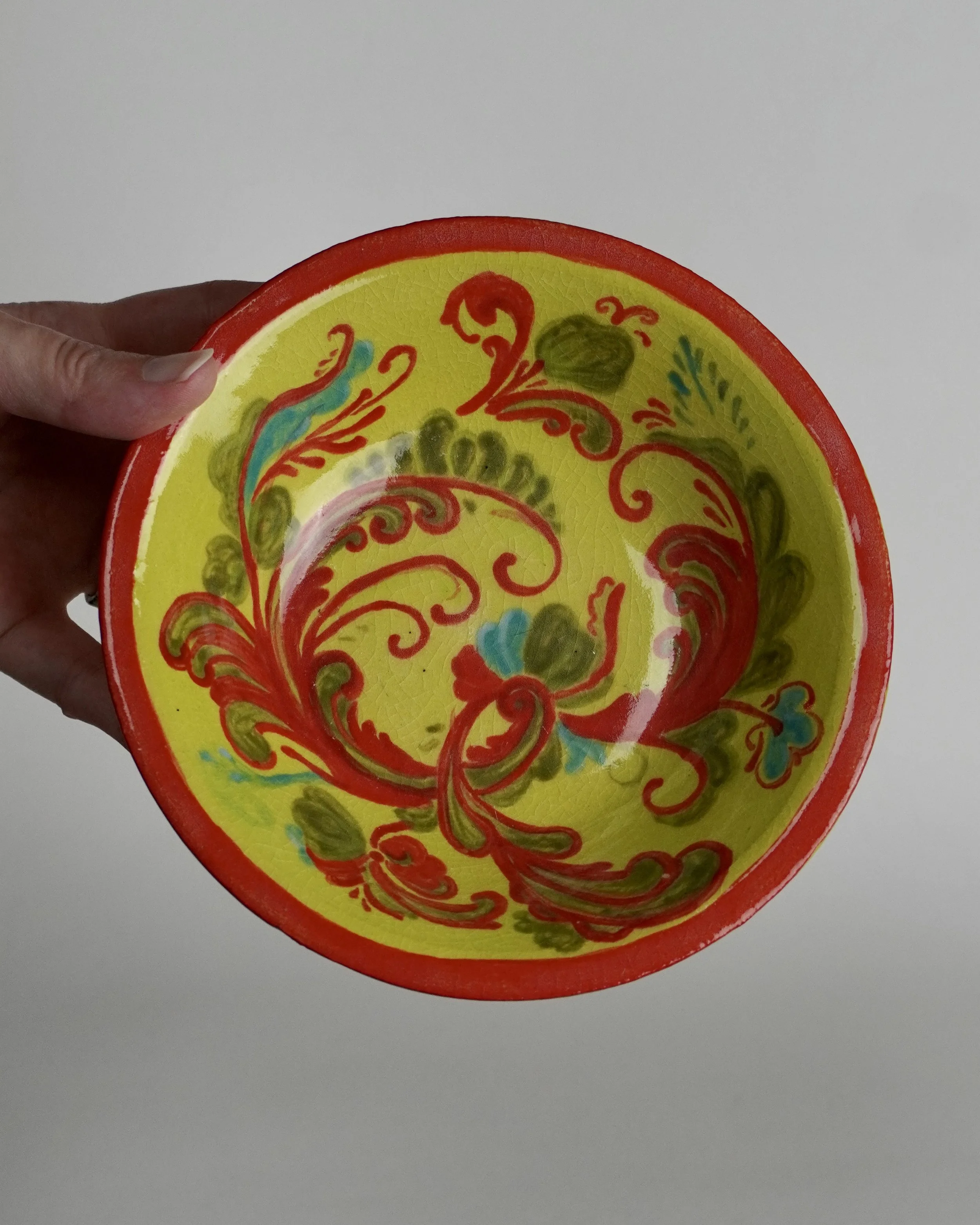 Bowl 2026 Rosemaling Red and Yellow 1.JPG