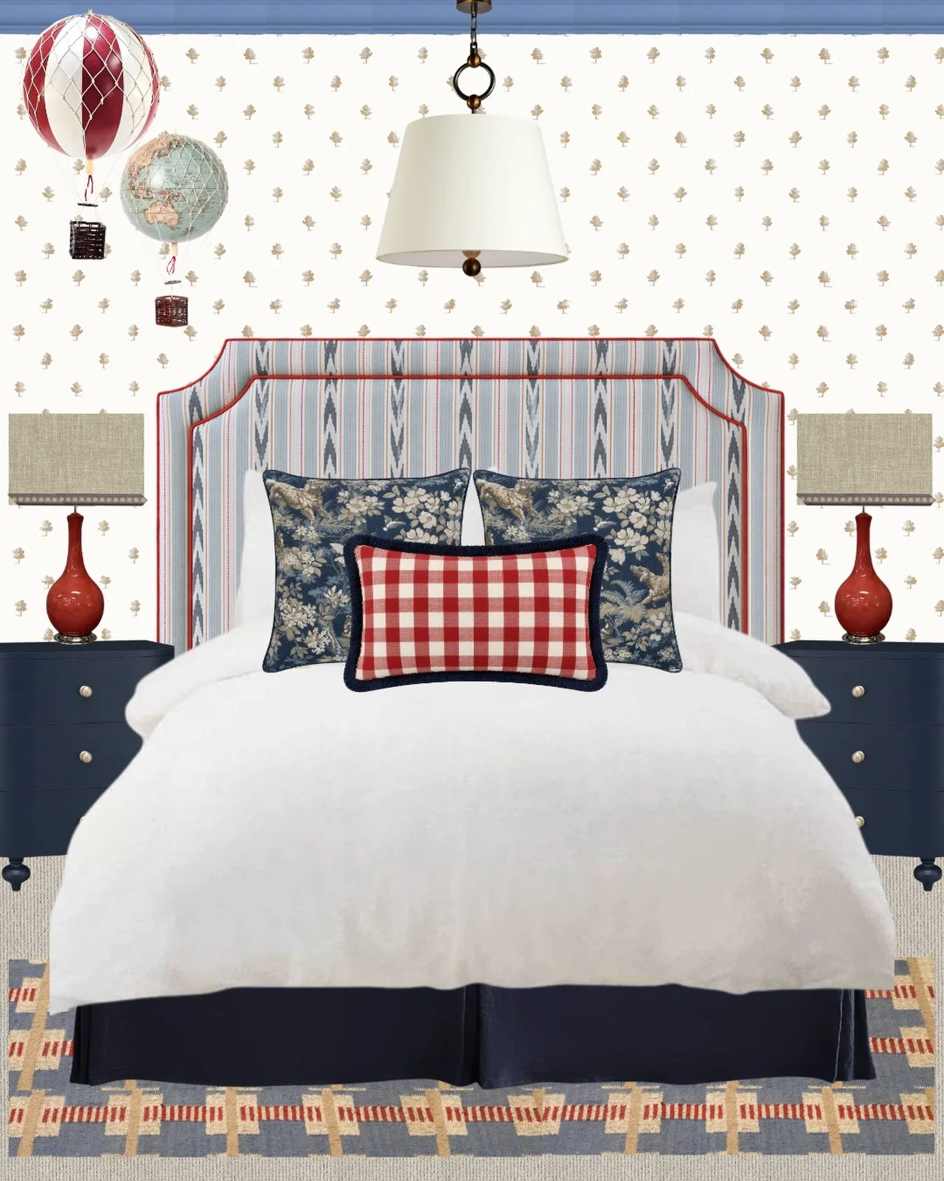 PROJECT PREVIEW ❤️ we&rsquo;re so excited to see this gorgeous boy&rsquo;s bedroom installed in a couple of months in our Ormiston Project. Wallpaper, contrasting trims, bespoke furnishings - all of the layers we love! 

Interior Design | Interior De