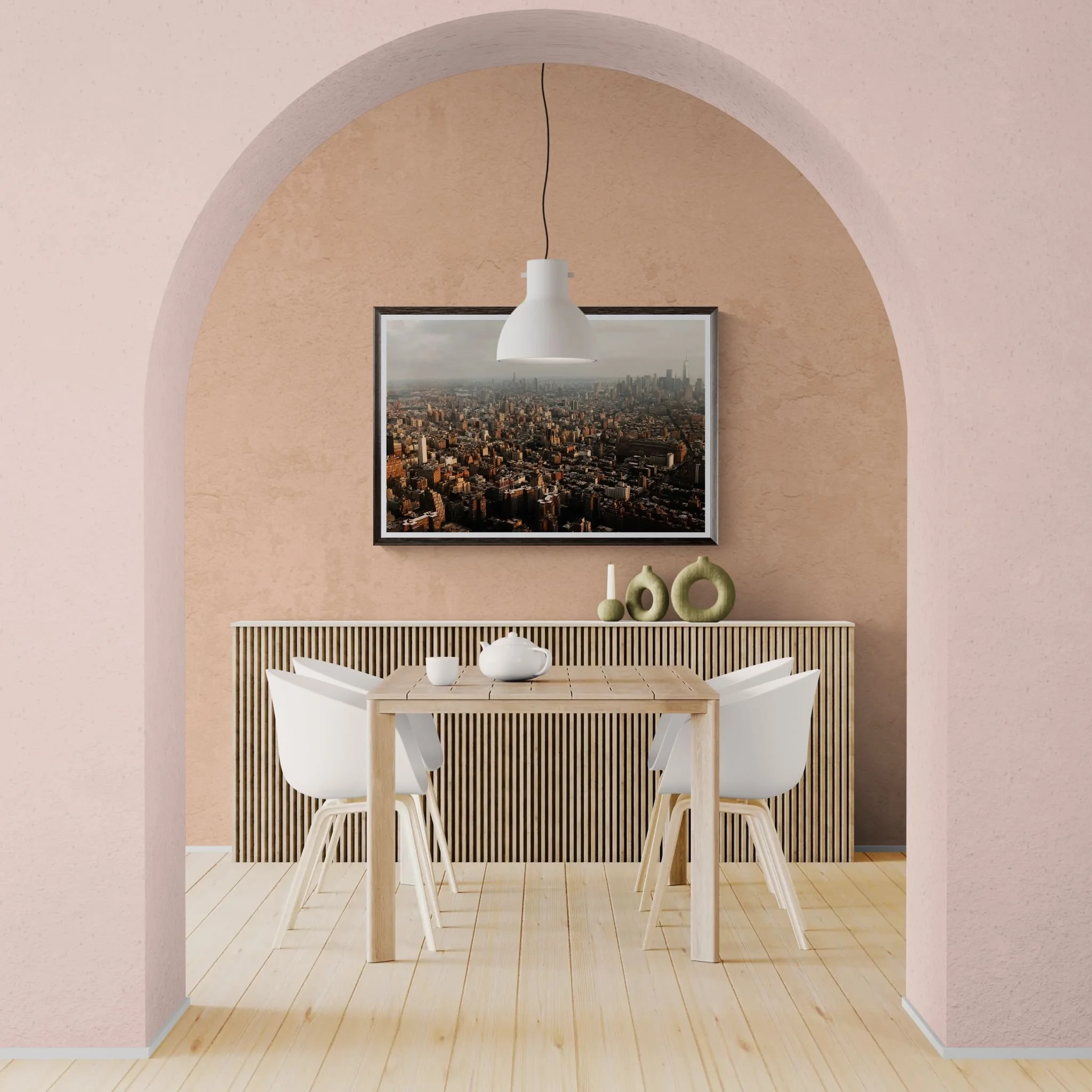 Dining room with an arched doorway.jpeg