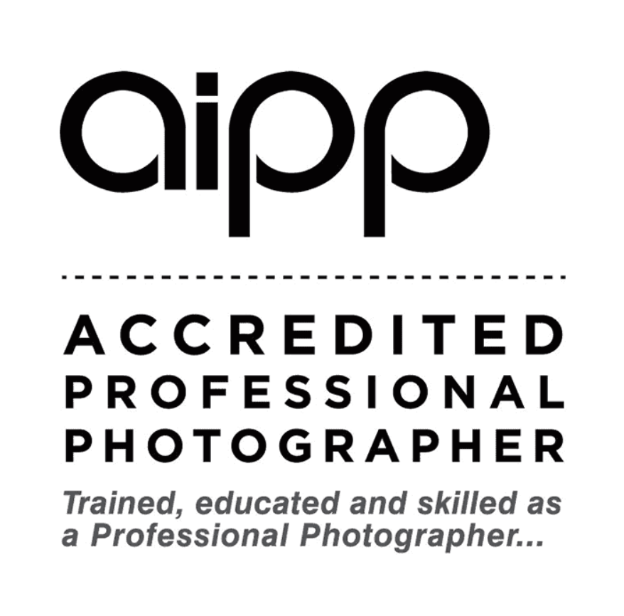 Aipp logo with the text "AIPP Accredited Professional Photographer" and a tagline "Trained, educated and skilled as a Professional Photographer."