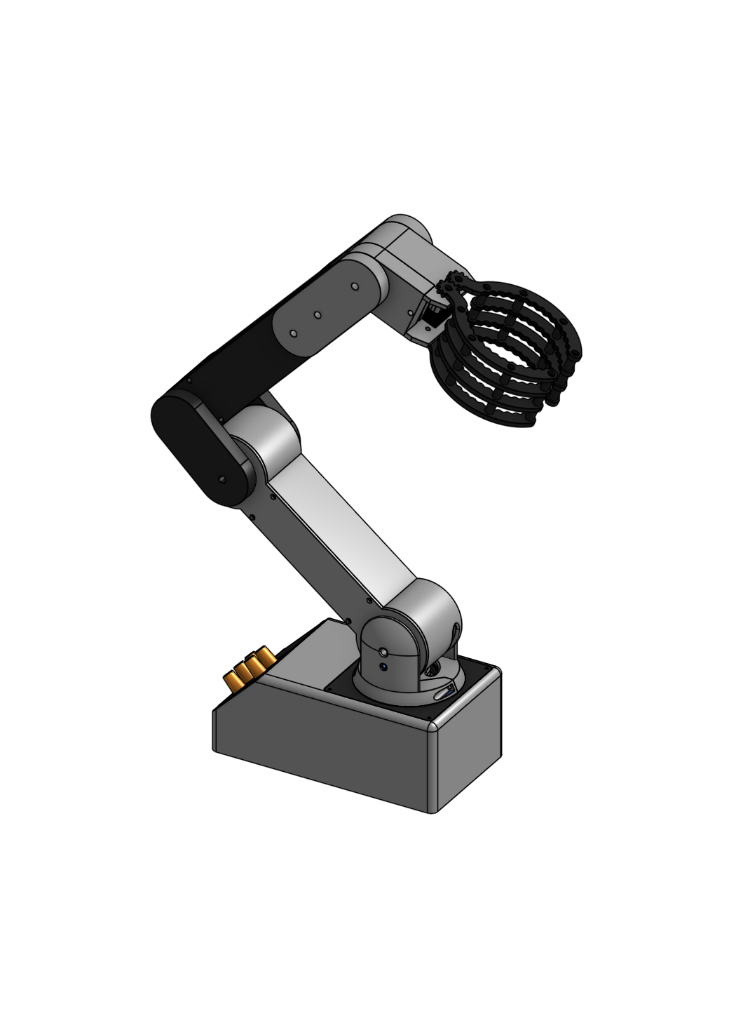 A robotic arm with a gripper attachment.