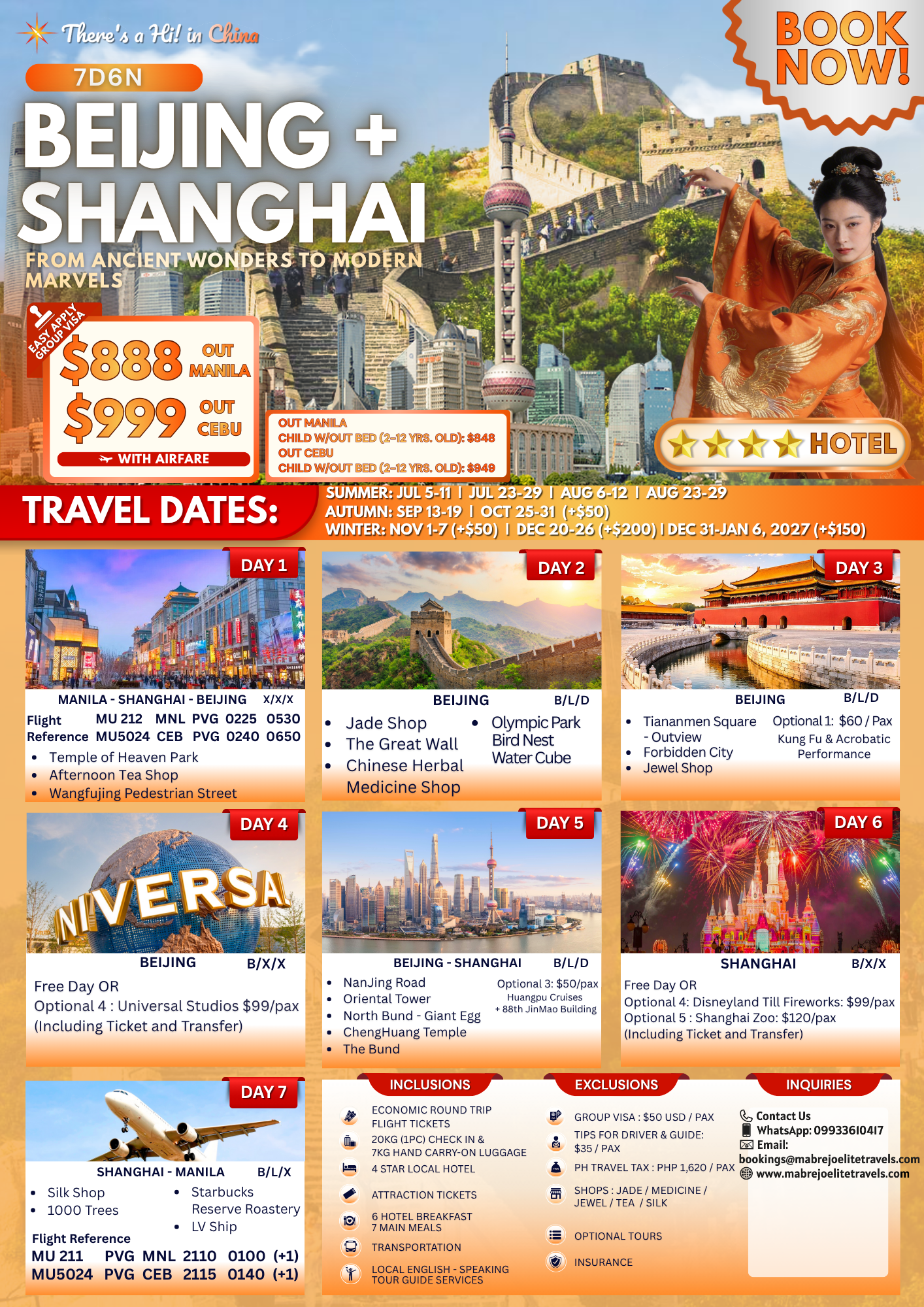 7D6N Beijing+Shanghai (Shopping tour)
