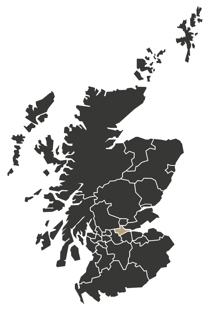Map of Scotland with the Falkirk area highlighted.