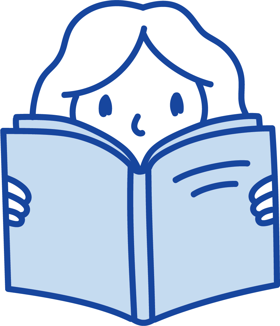 Drawing of a girl reading an open book