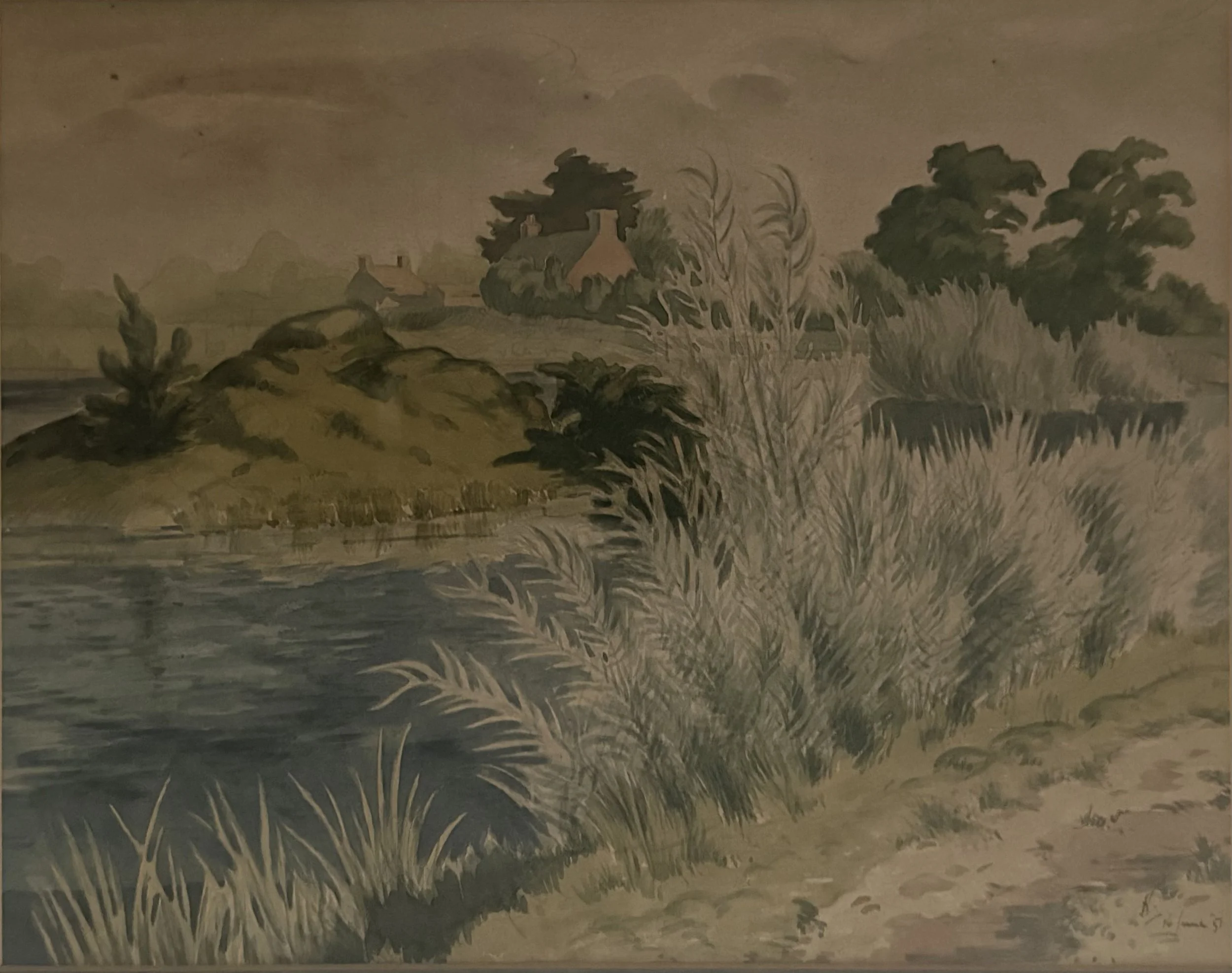 Rural scene. Watercolour on paper (17"x12")
1951