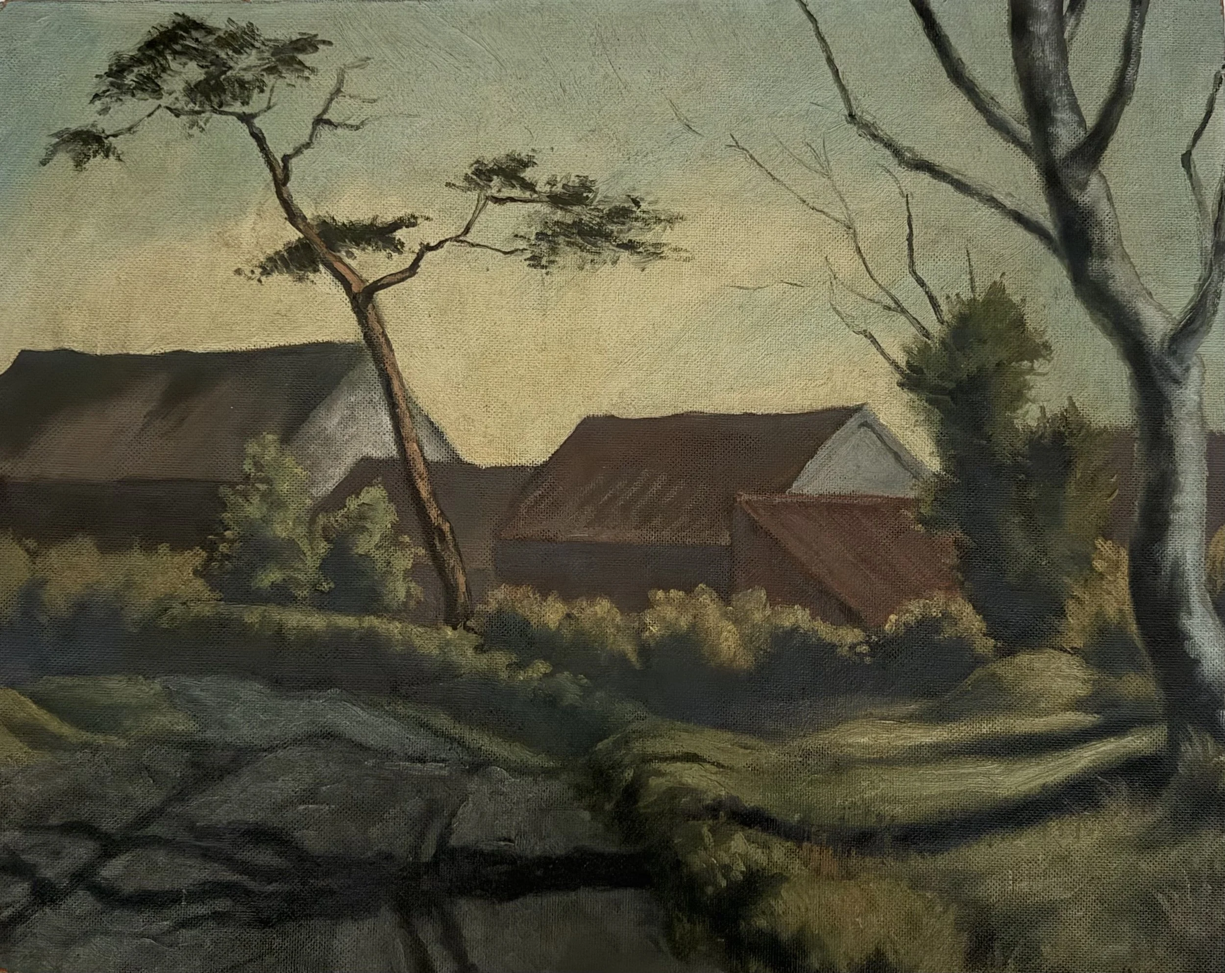 Farm buildings. Oil on board (24"x19")
1976