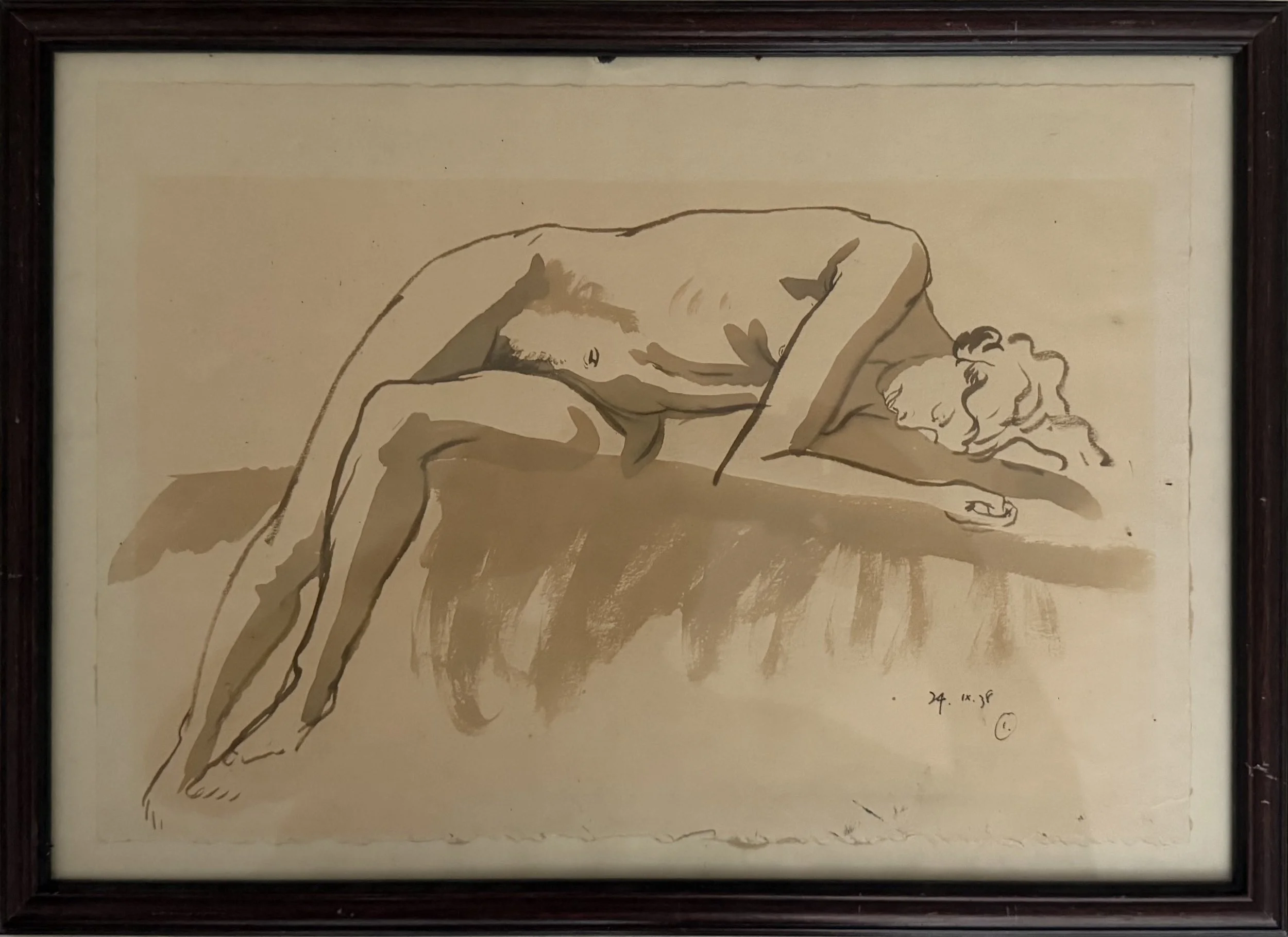 Female nude. Ink & wash on paper (17"x12")
24th September, 1938