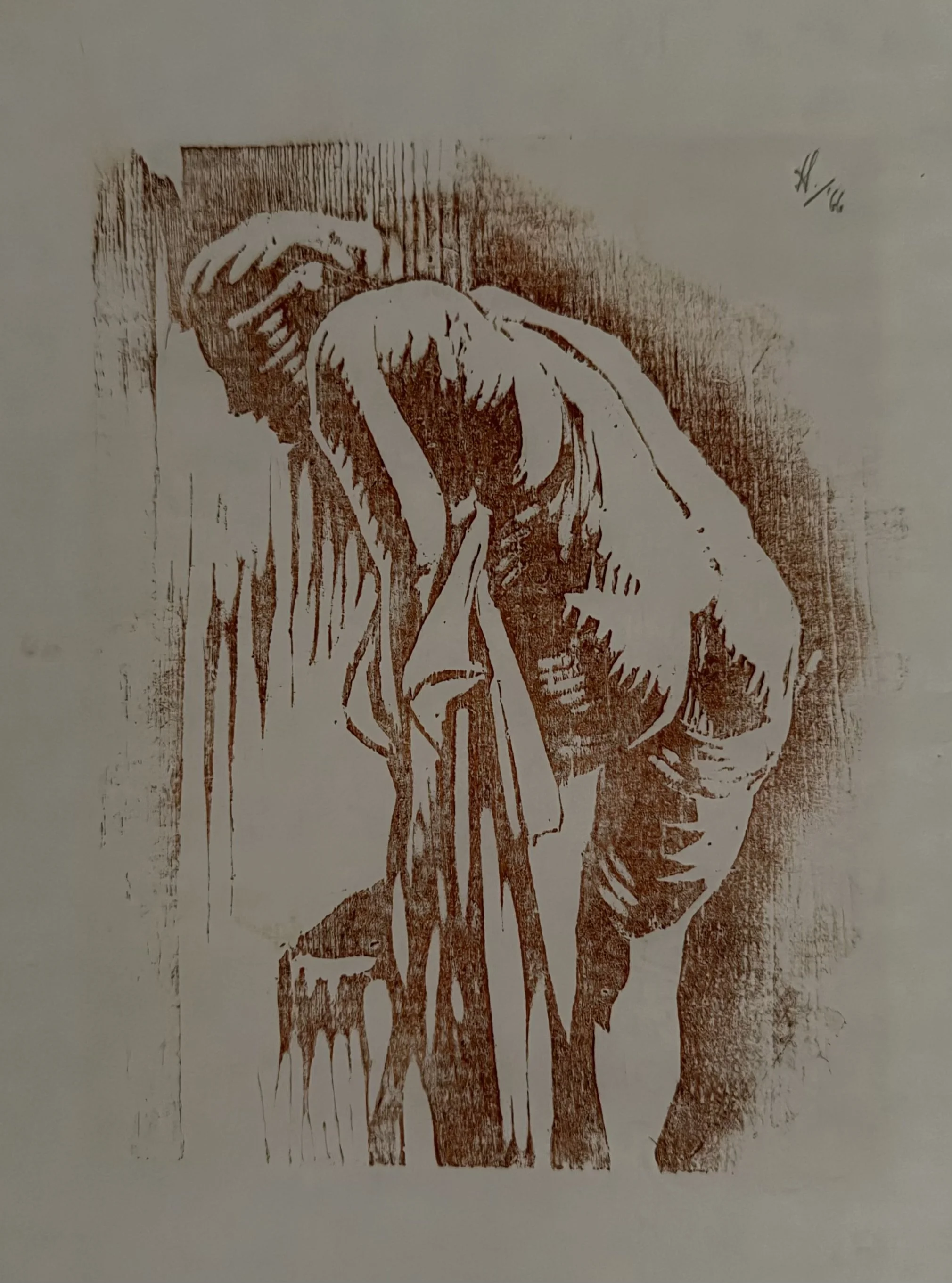 Bathing Nude. Block print on paper (10"x7.75")
1966