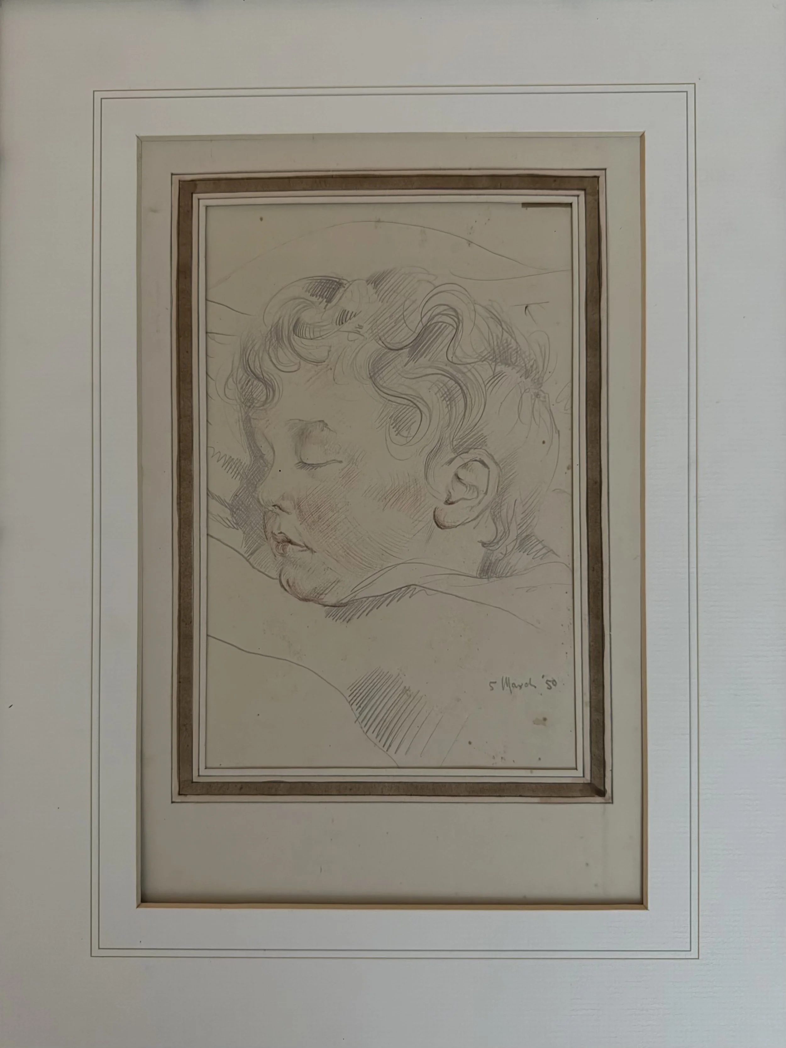 Sleeping child. Pencil on paper (12"x8")
March, 1950