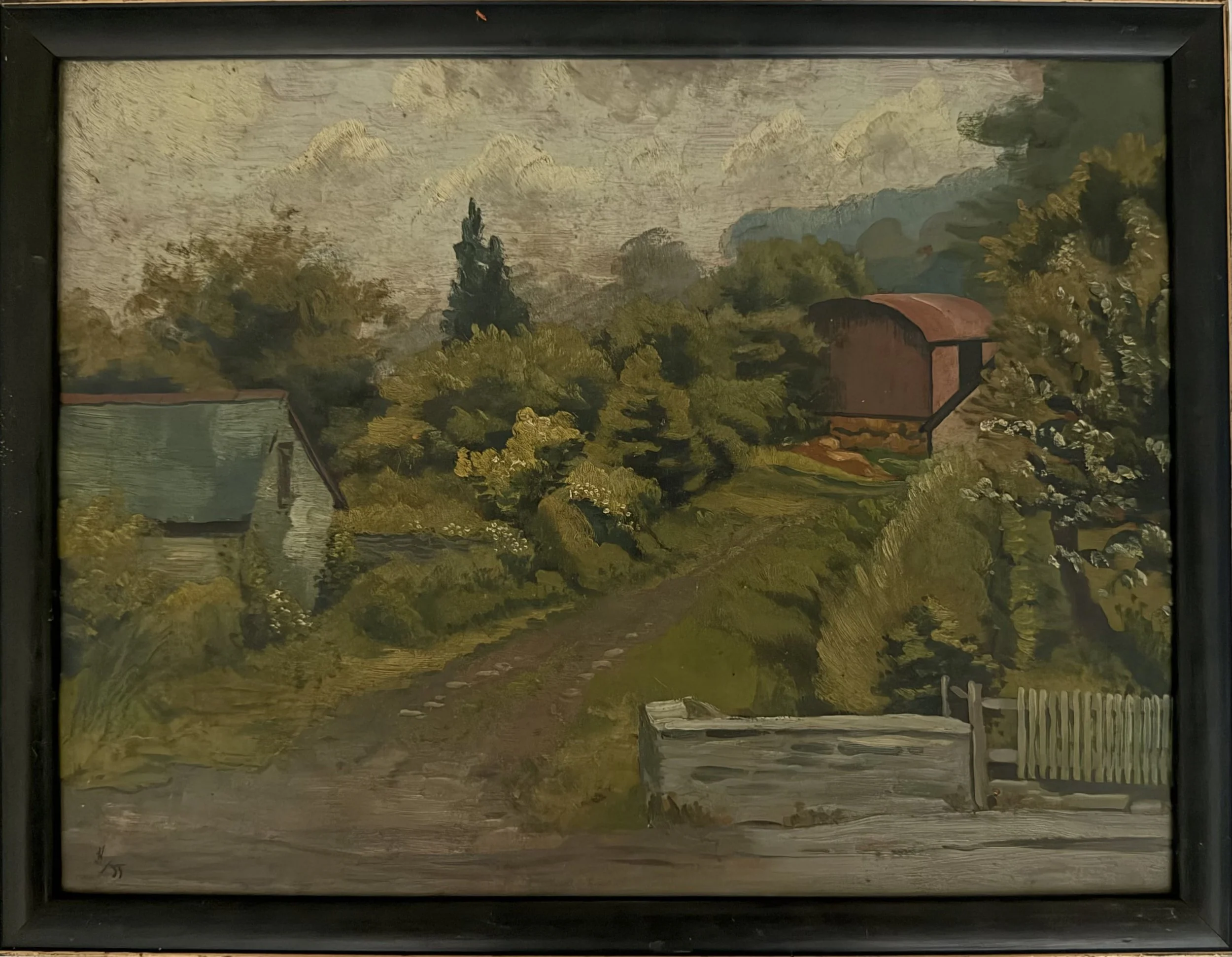 View from the schoolhouse,, Lydbury, North Salop. Oil on board (16"x12"). 1955