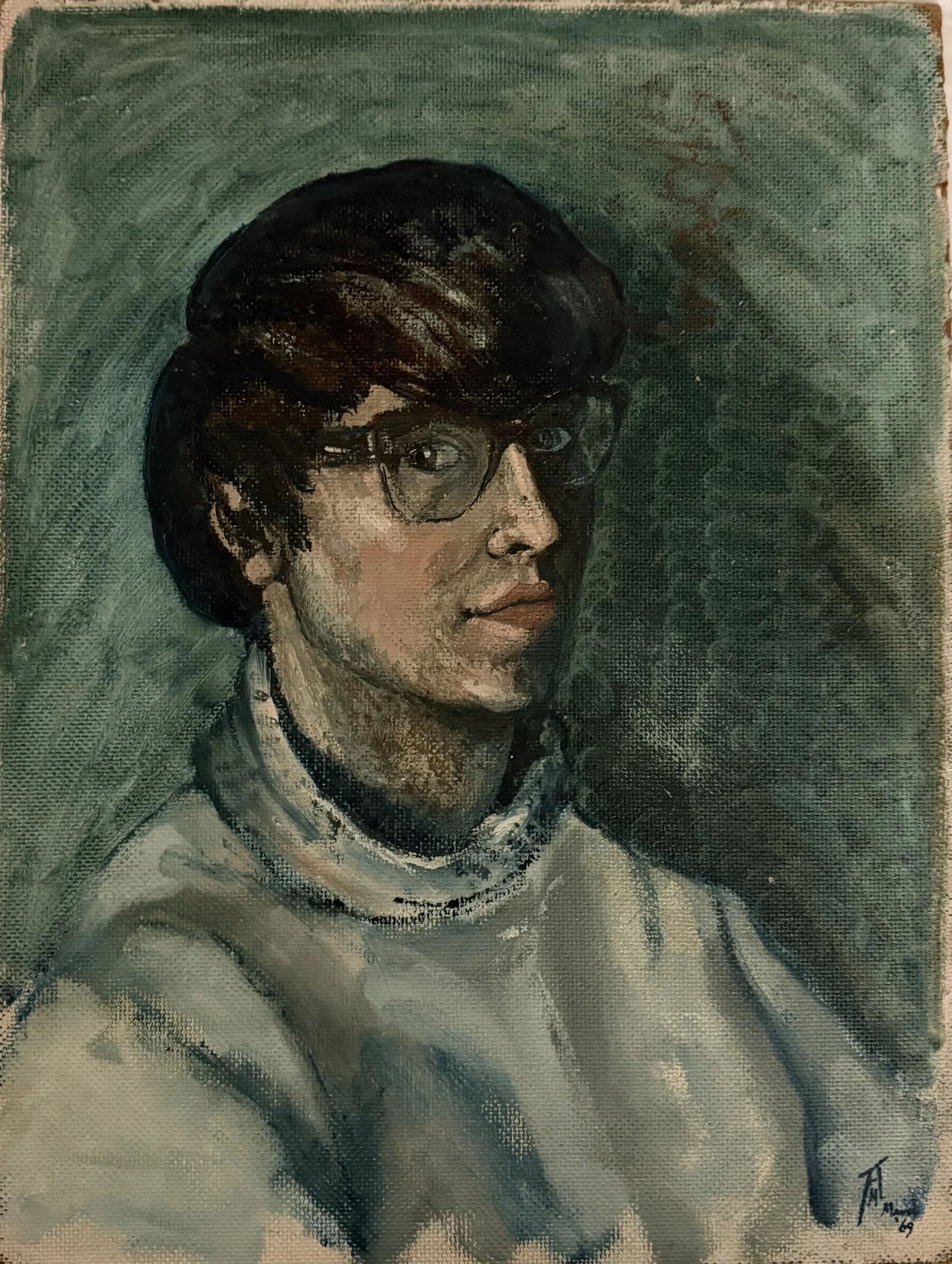 Side #2: Portrait of young man. Acrylic on board (20.5"x15.5"). March, 1969