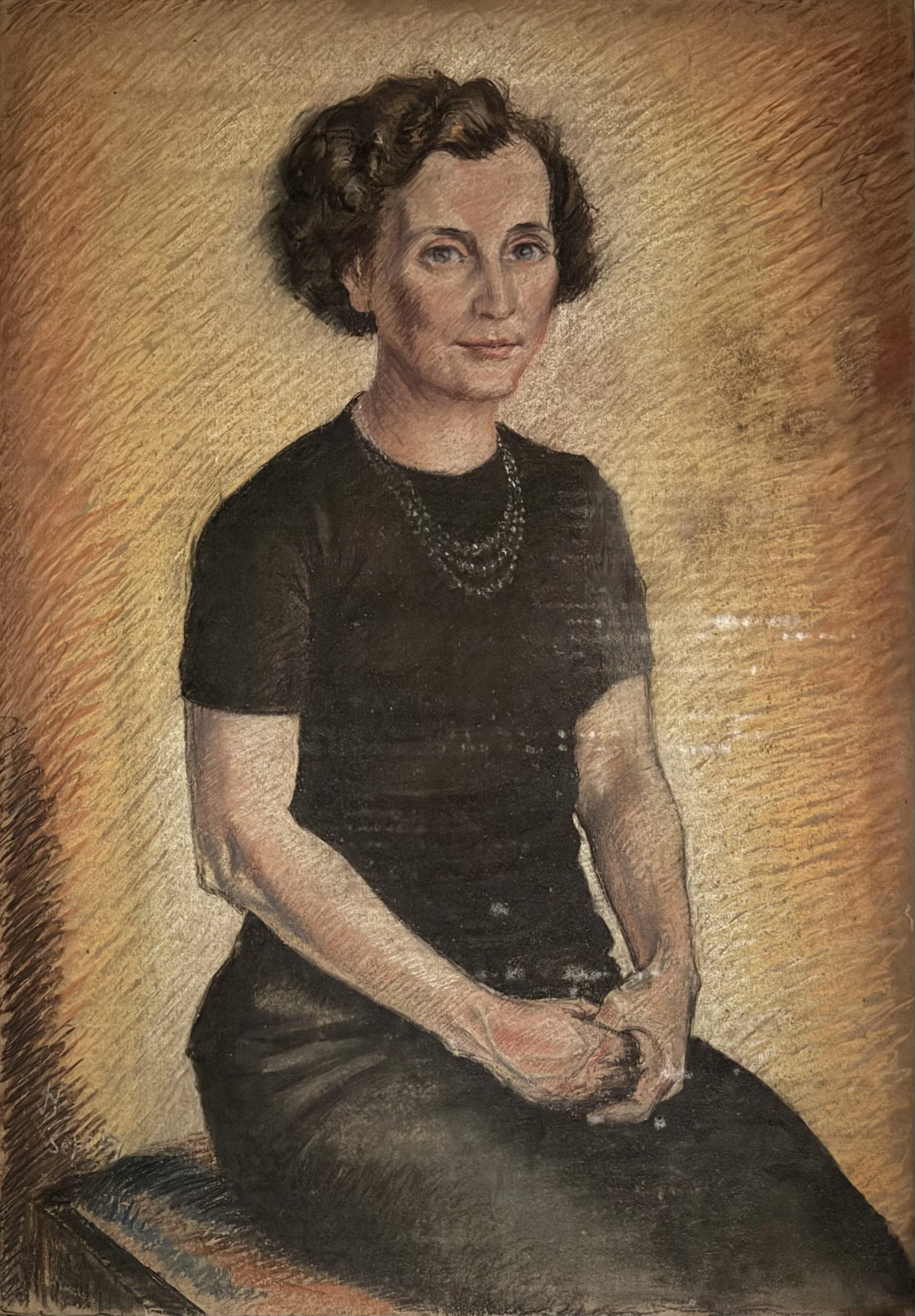 Portrait of a seated woman. Pastel on cardboard (28"x19.25"). September, 1957