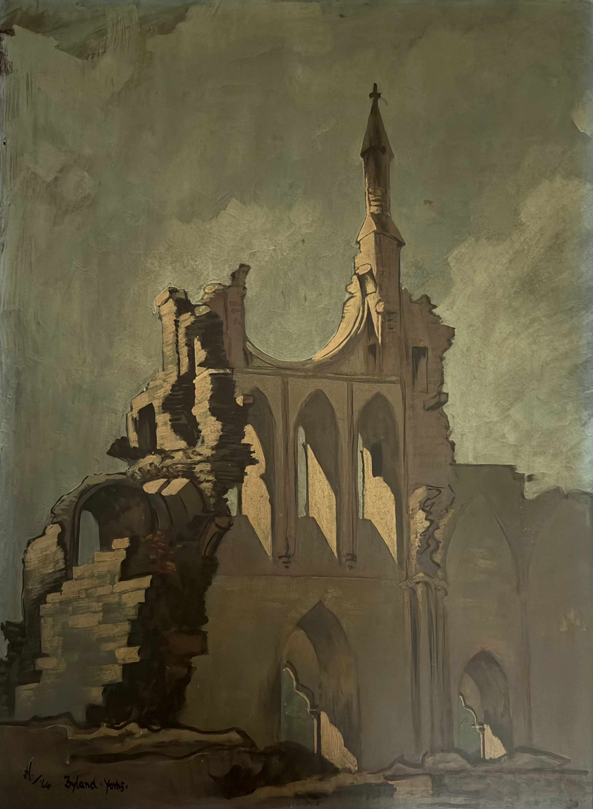 Byland Abbey, Yorkshire, England. Oil on board (30"x22"). 1964