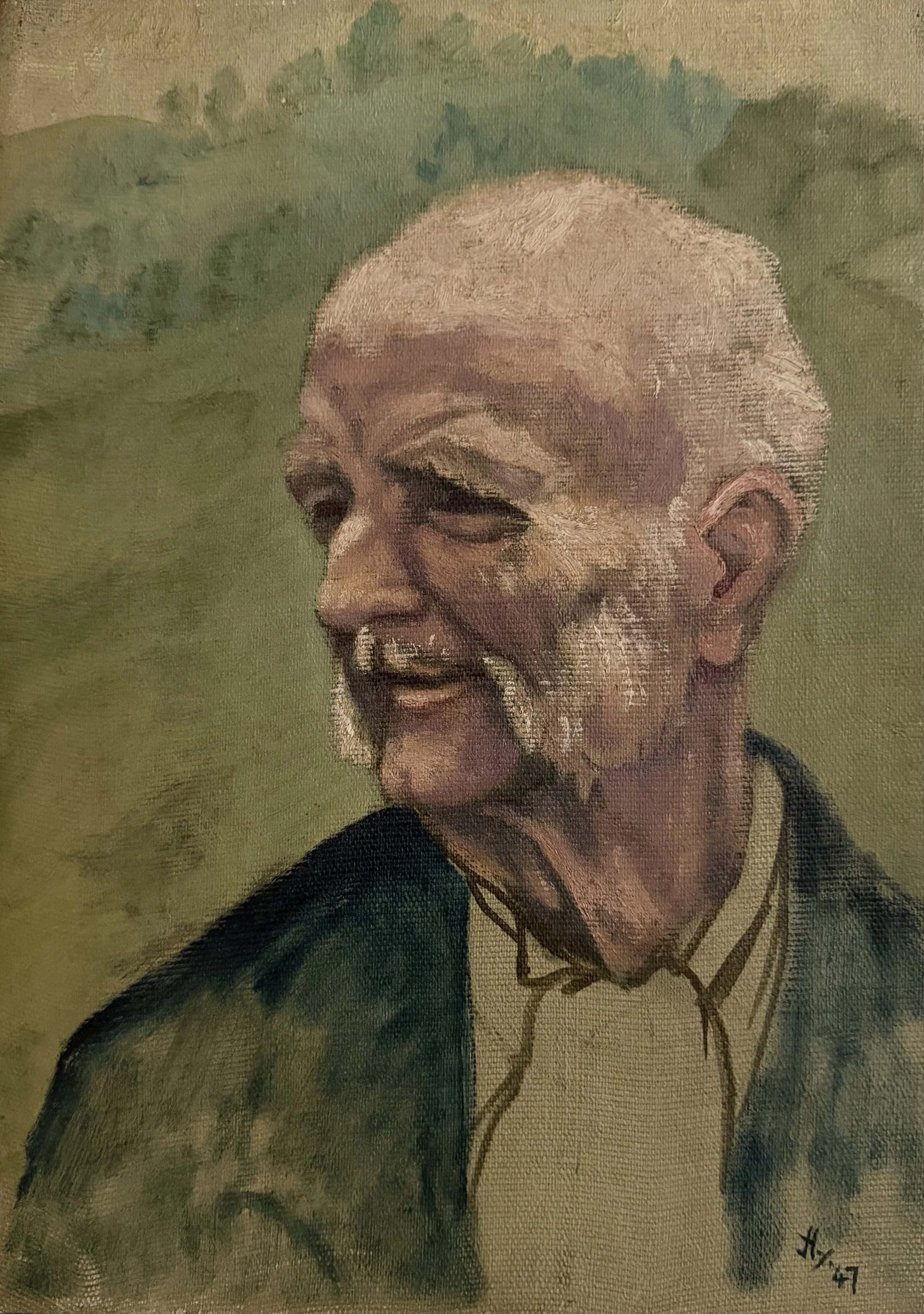 Portrait of an elderly man. Oil on canvas (10"x14"). 1947