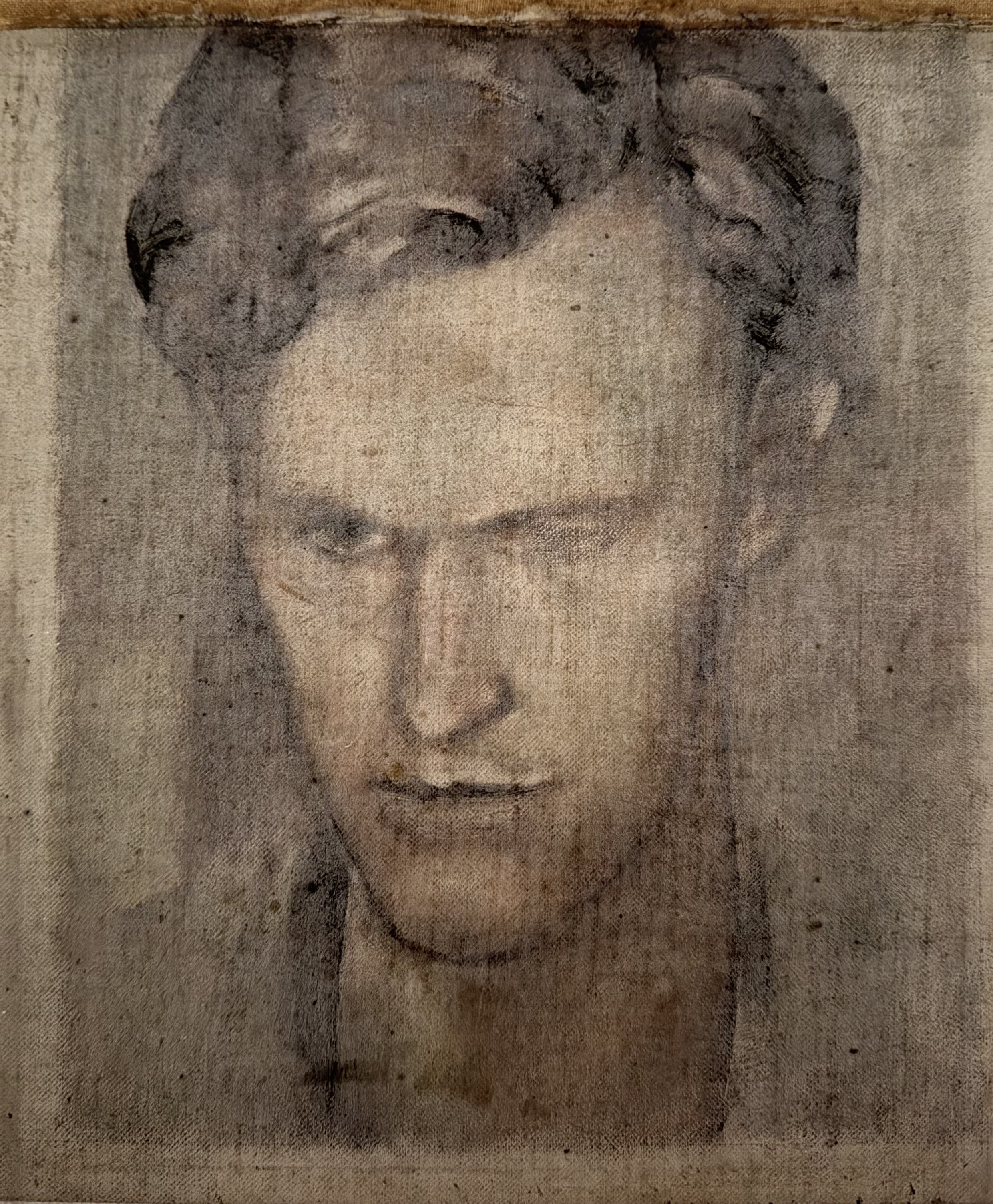 Self portrait. Pastel on canvas (12"x10"). Undated