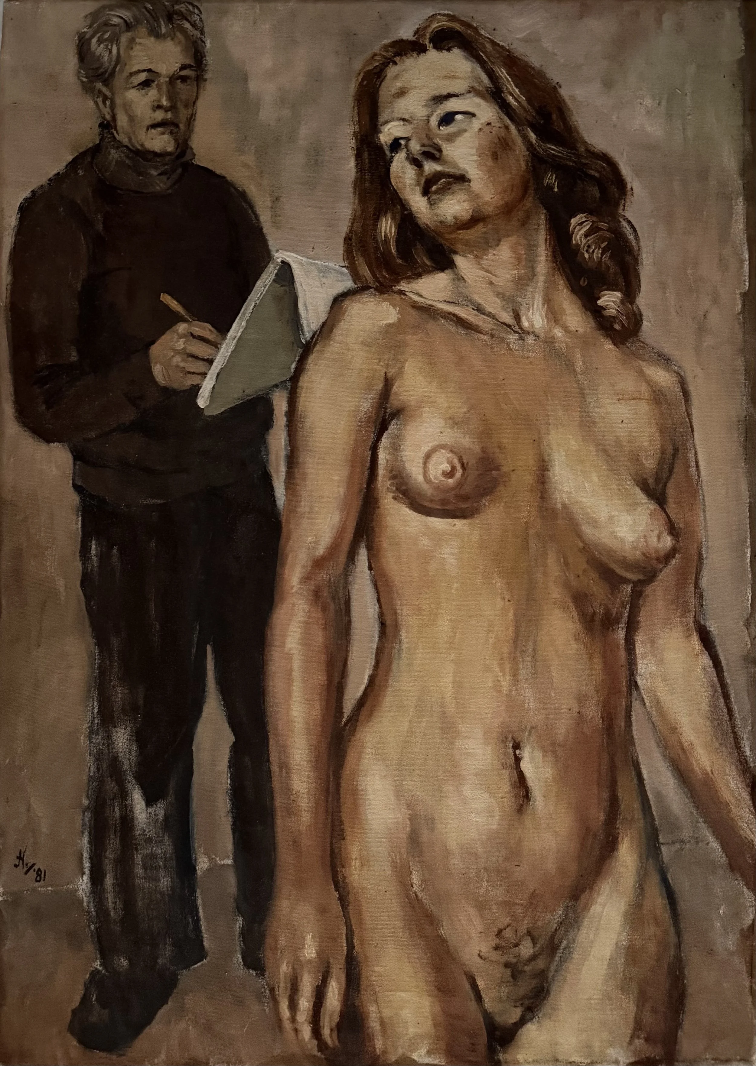 Artist with model. Oil on canvas (33.25"x23.5")
1981