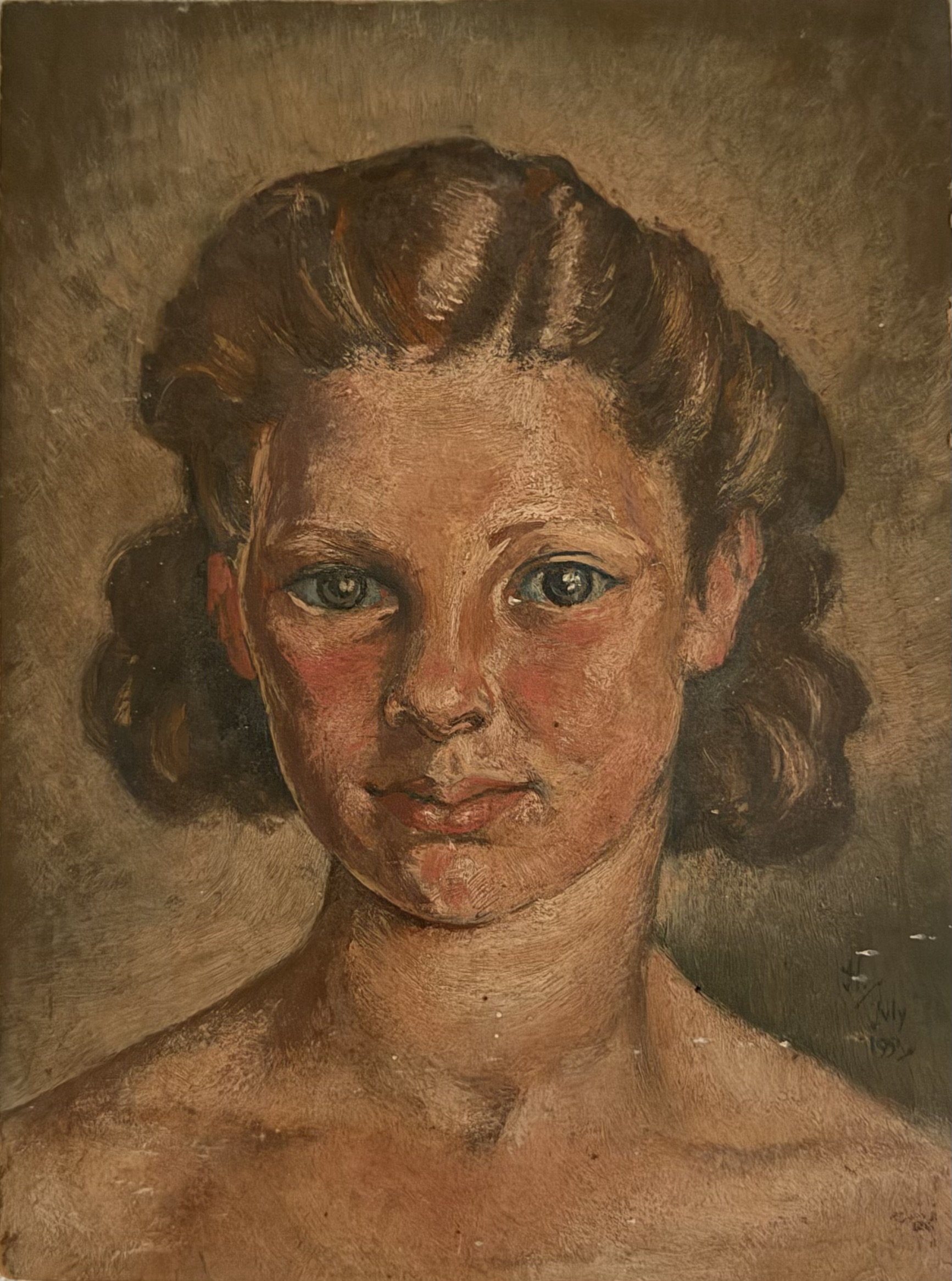 Portrait of a girl. oil on board (9.75"x6.75")
July, 1995
