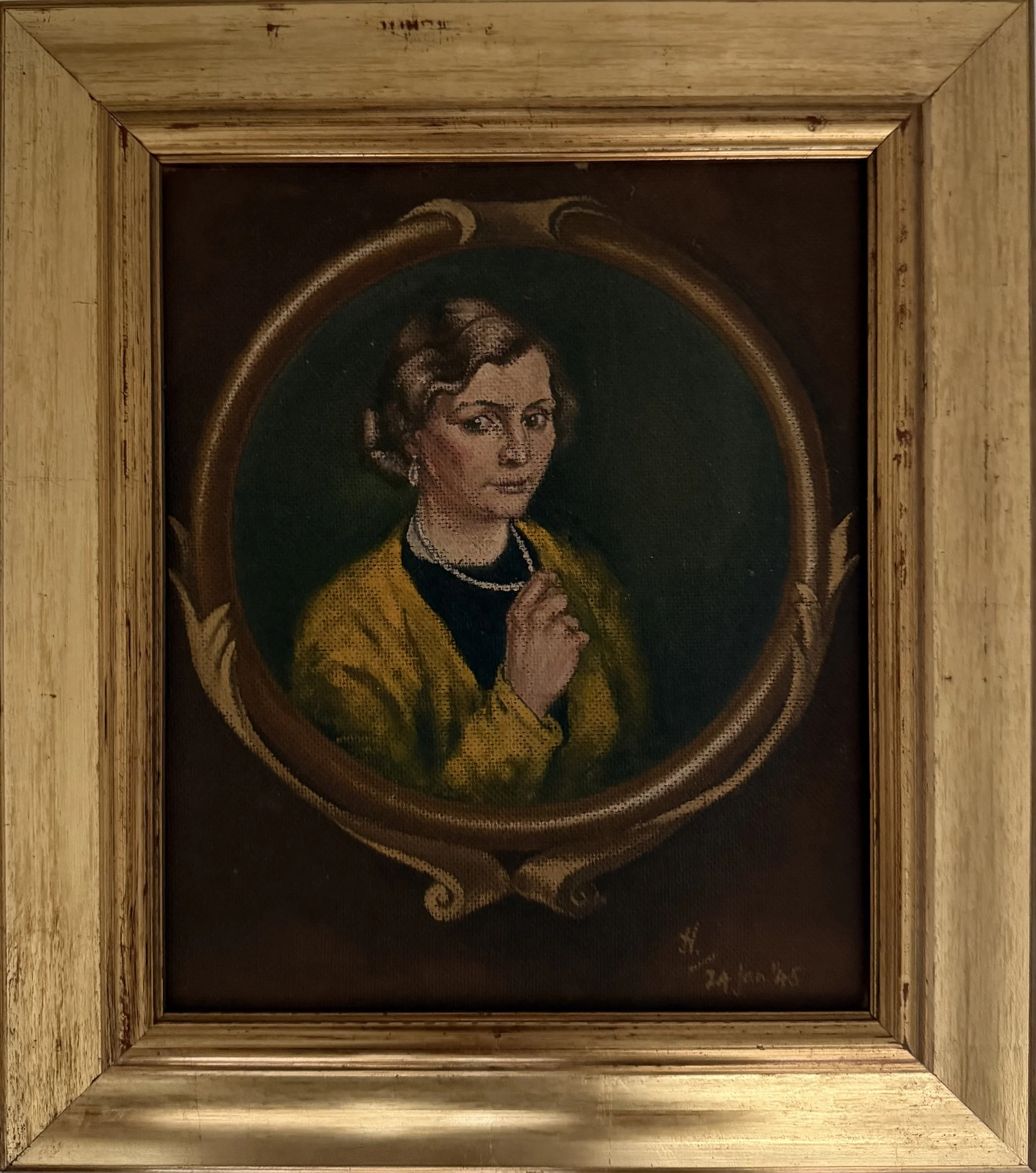 Portrait of a woman. Acrylic on board (13"x11")
24th January, 1945
