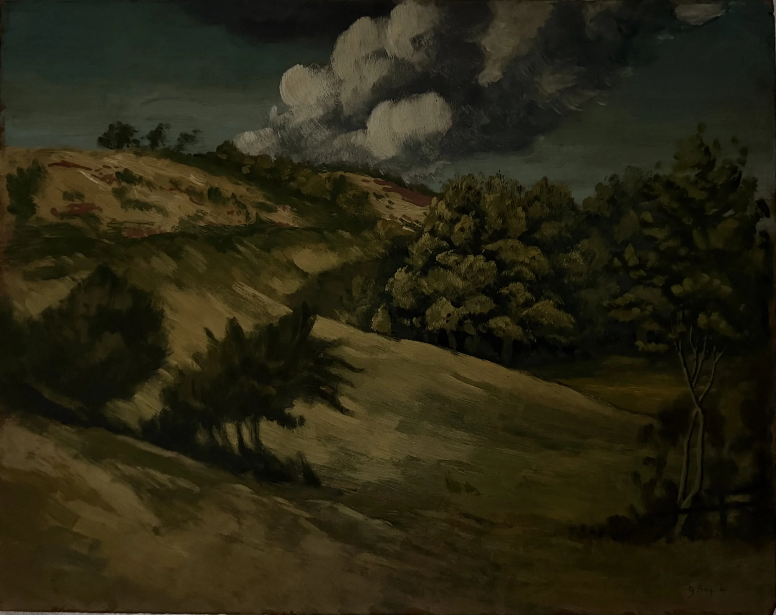 Wooded valley. Oil on board (17.25"x13.75")
9th August, 1961