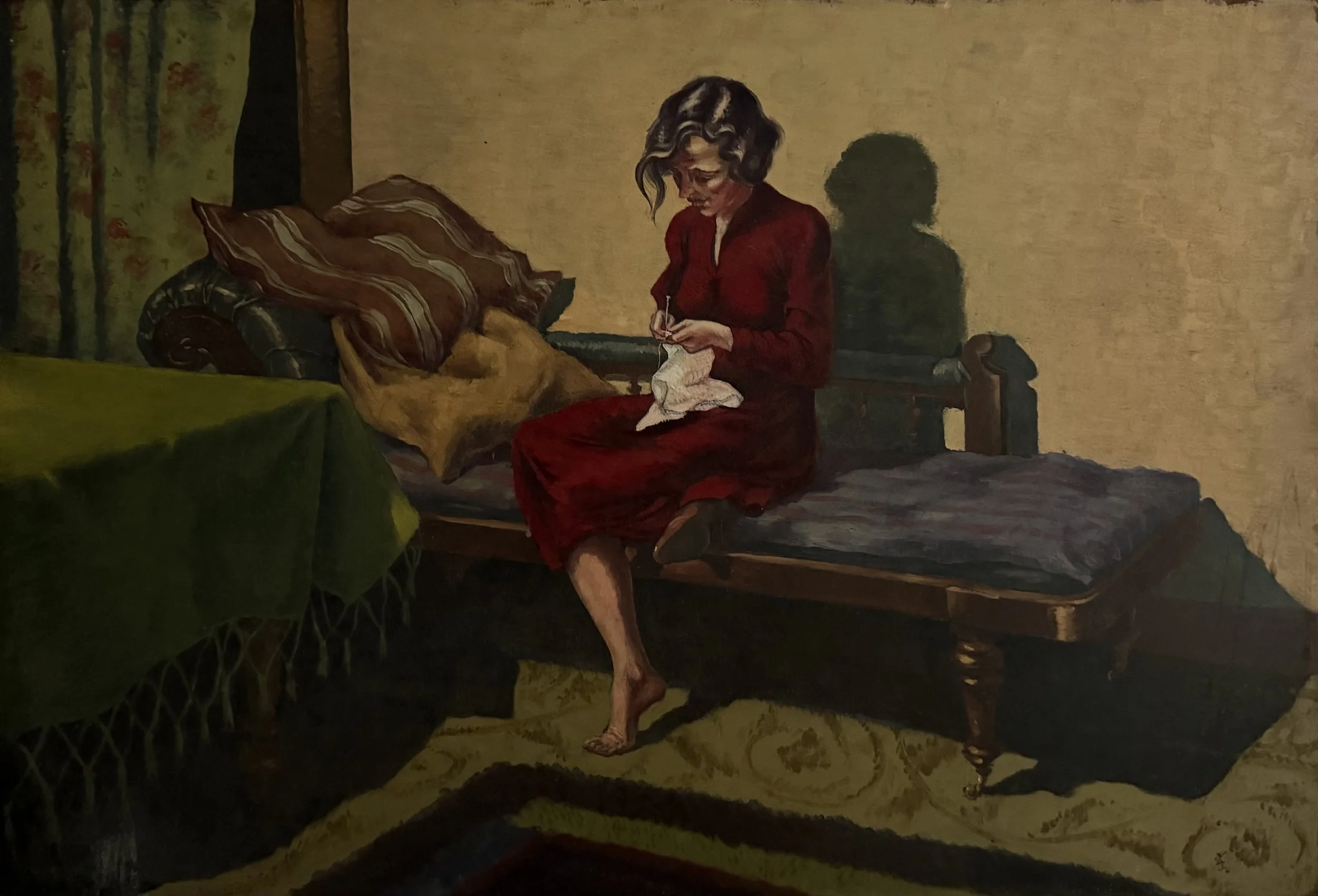 Seated needlewoman. Oil on board (33"x22.5")
1956