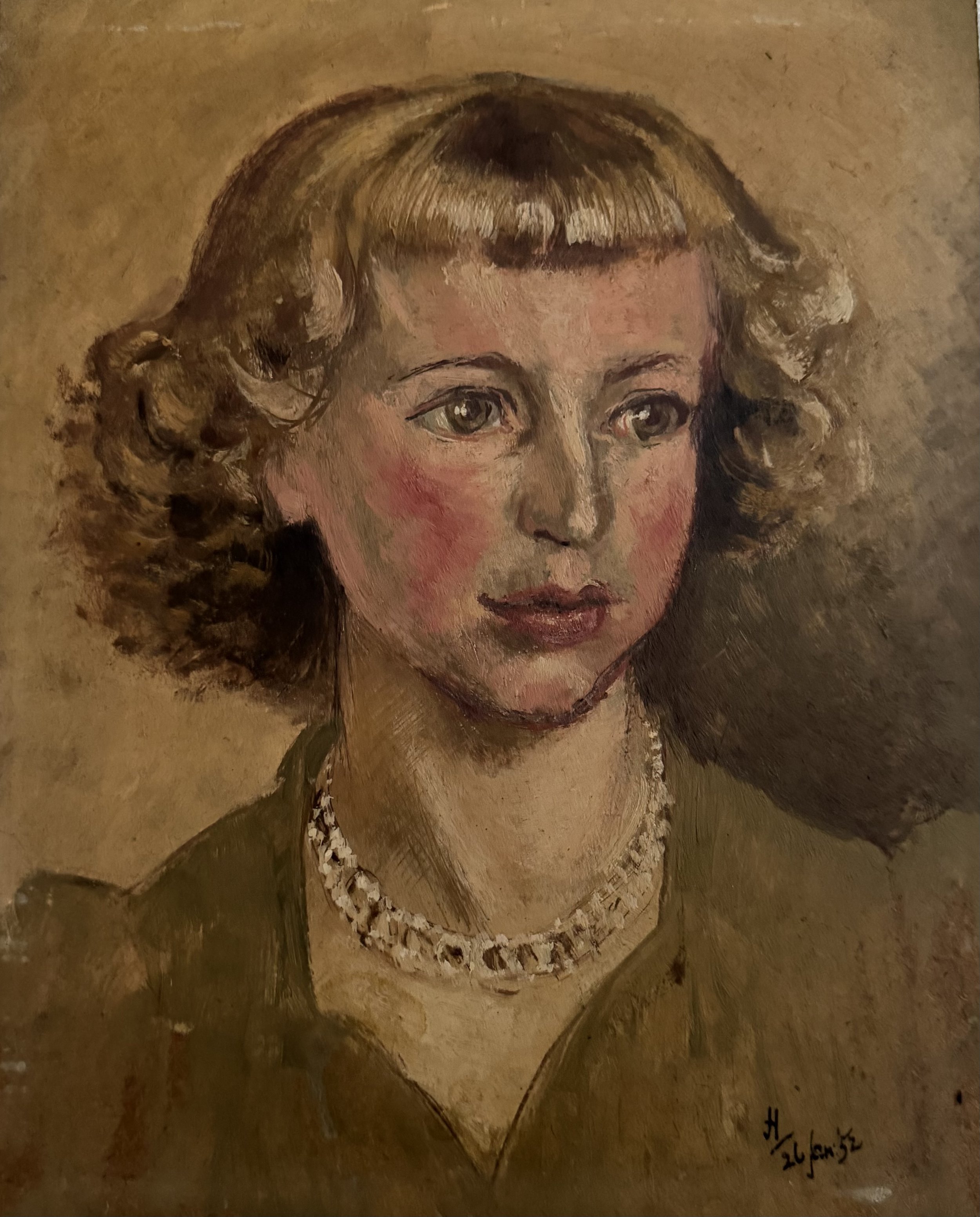 Portrait of a girl. Oil on wood (11.75"x9.75")
26th January, 1952