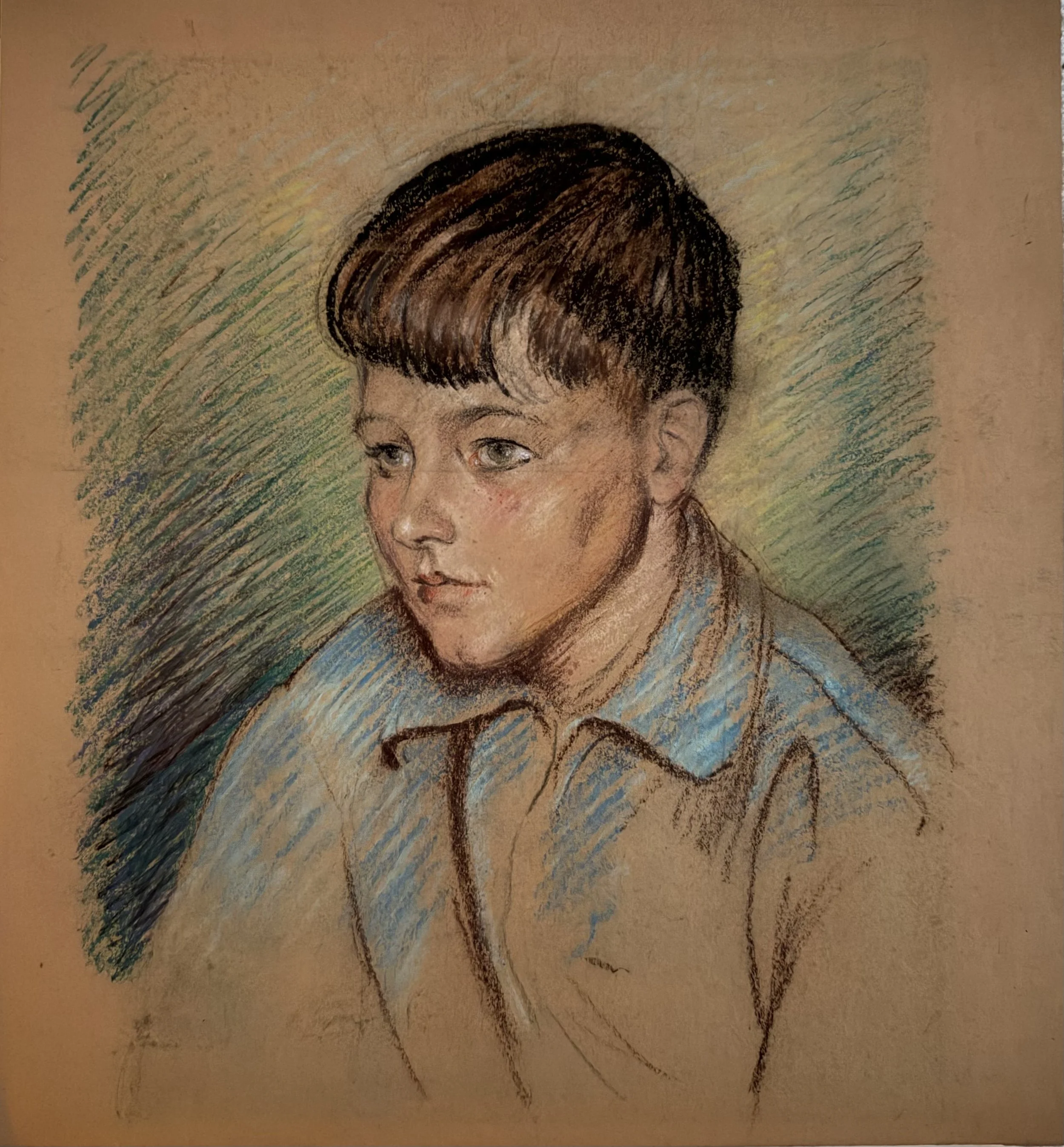 Portrait of a boy. Pastel on paper (17"x15")
Undated