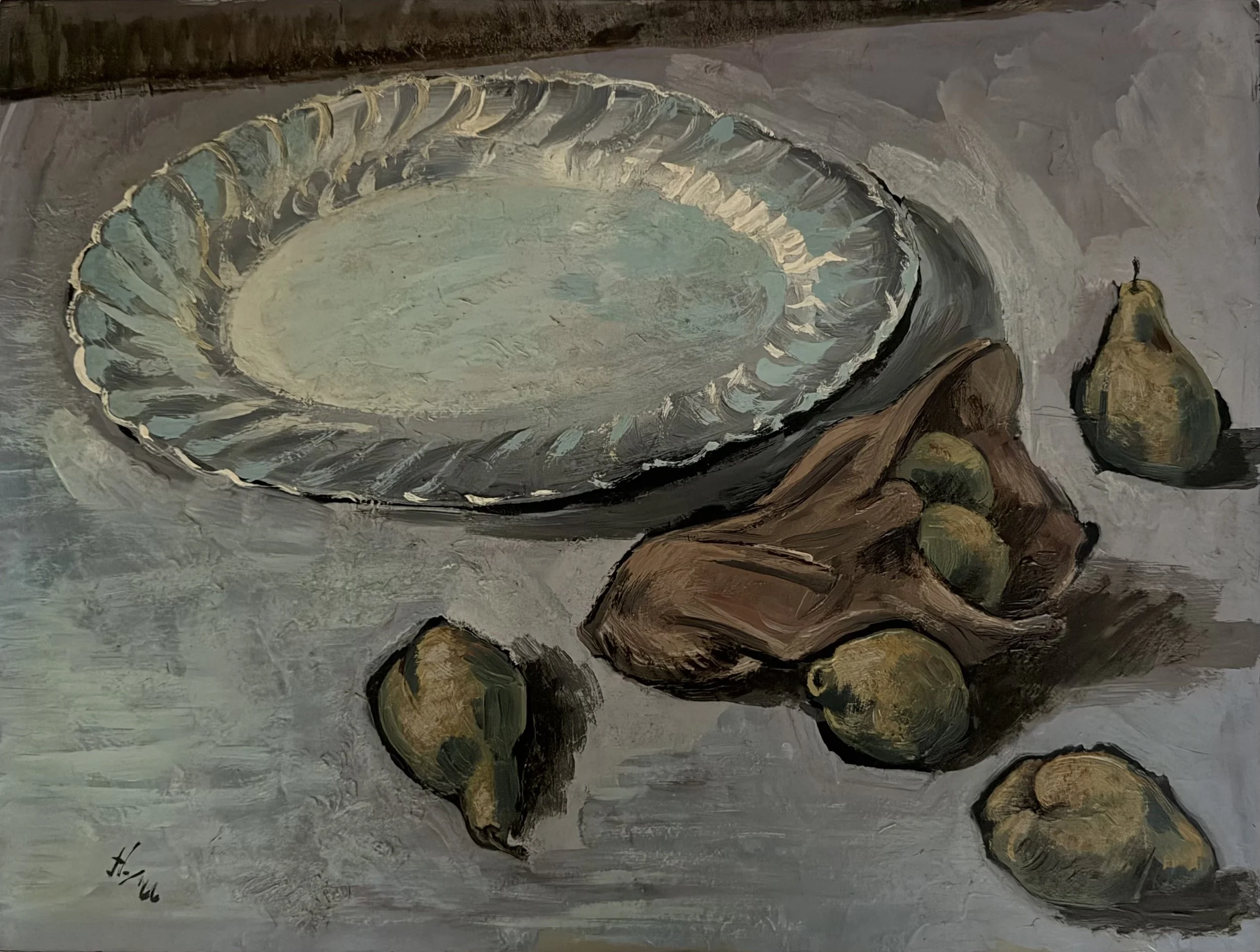 Still life: Plate with pears. Oil on board (24"x18")
1966