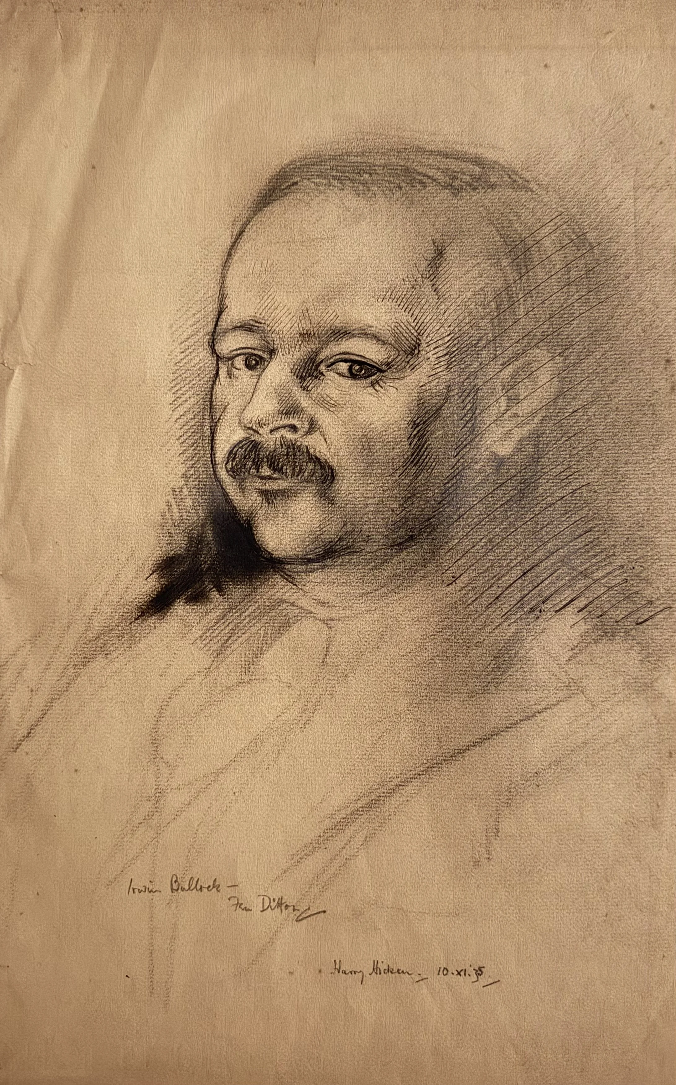 Portrait of Dr. Irwin Bullock , Fen Ditton, Cambridgeshire. Charcoal on paper (19"x12"). 10th November, 1935