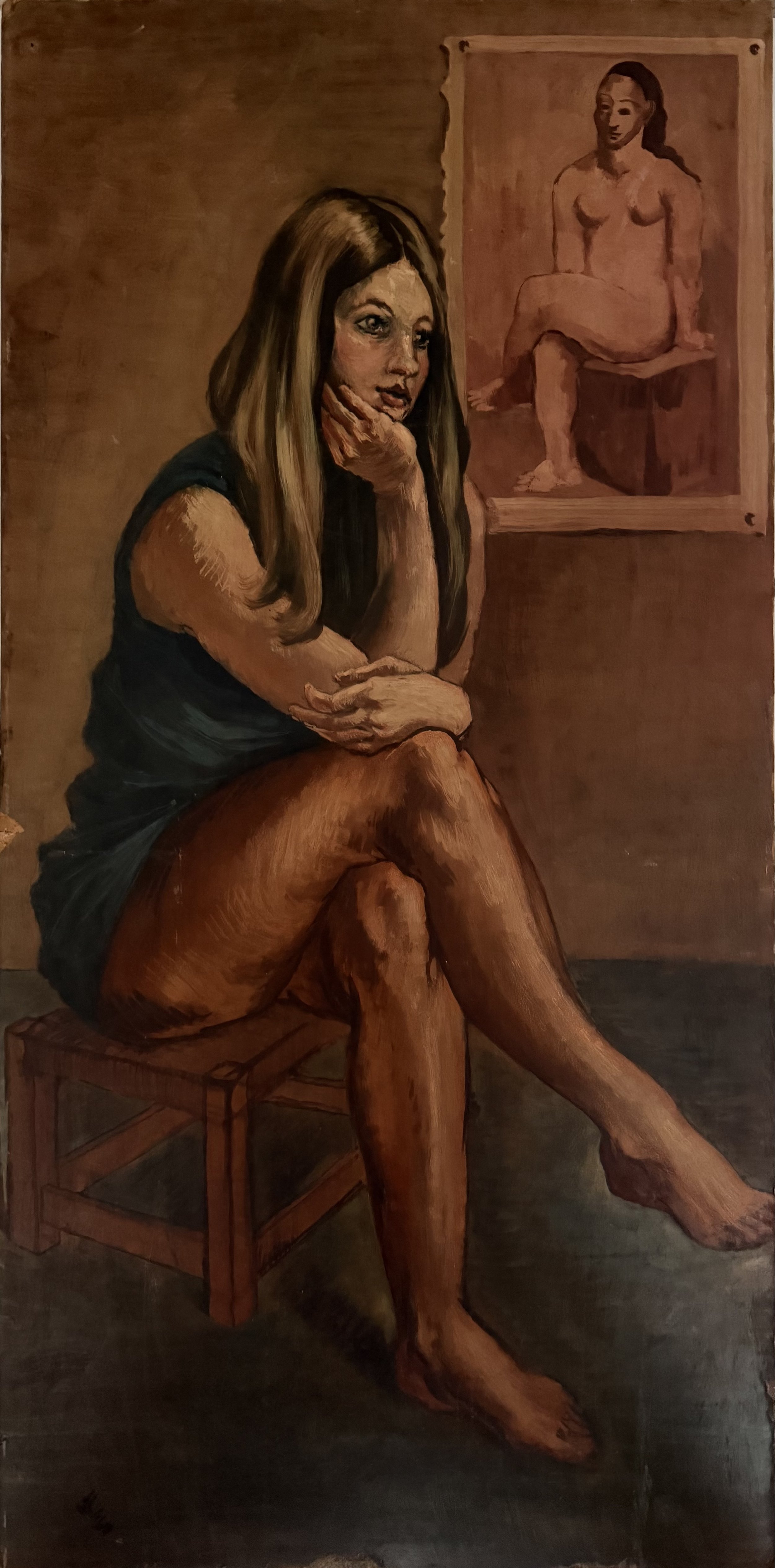 Girl on stool. Acrylic on board (36"x17.5")
1969