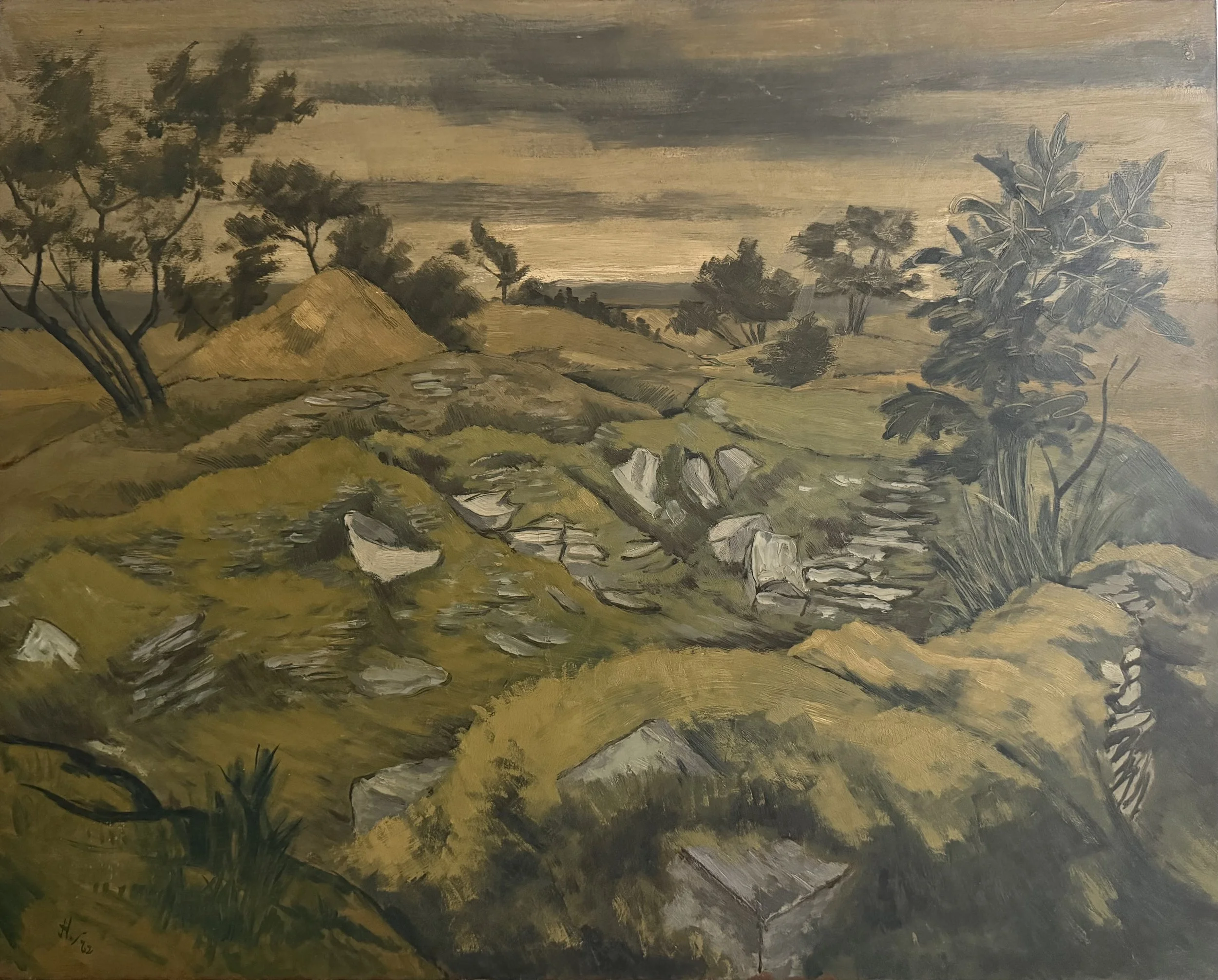 Rocks in landscape. Oil on board (30"x24")
1962