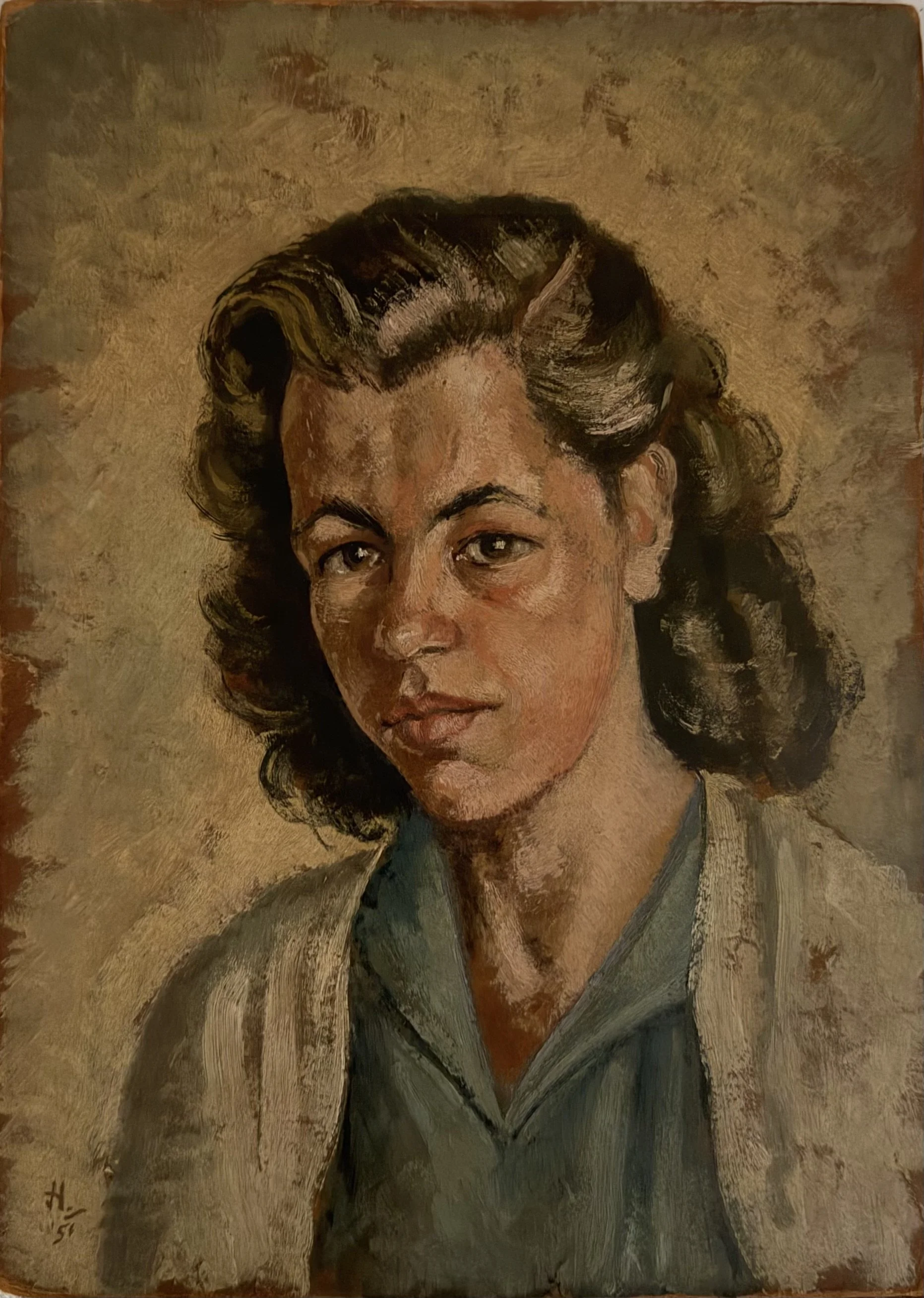 Portrait of a woman. Oil on board (14"x10")
1951