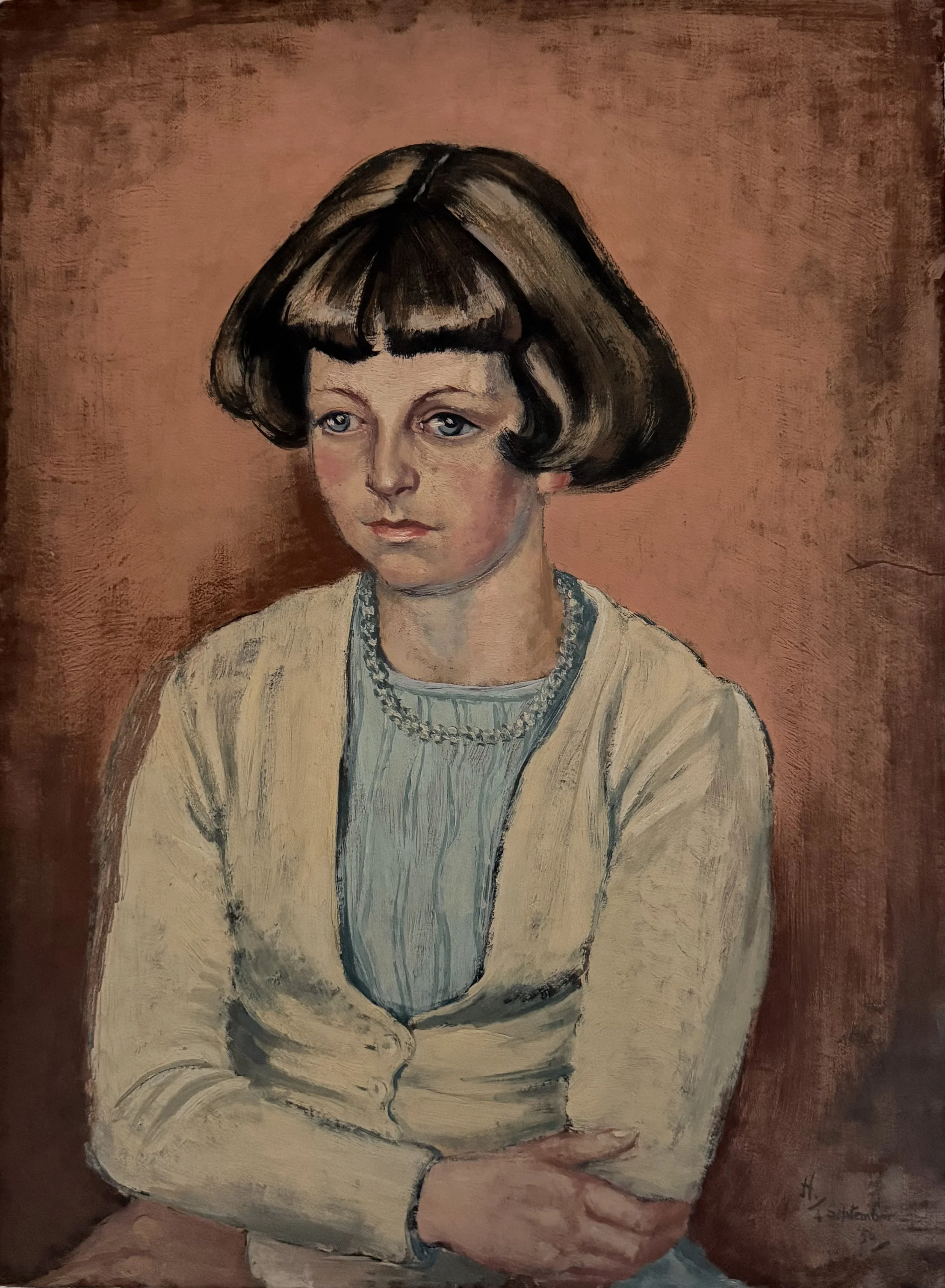 Portrait of a girl. Acrylic on board (23"x17")
4th September, 1956