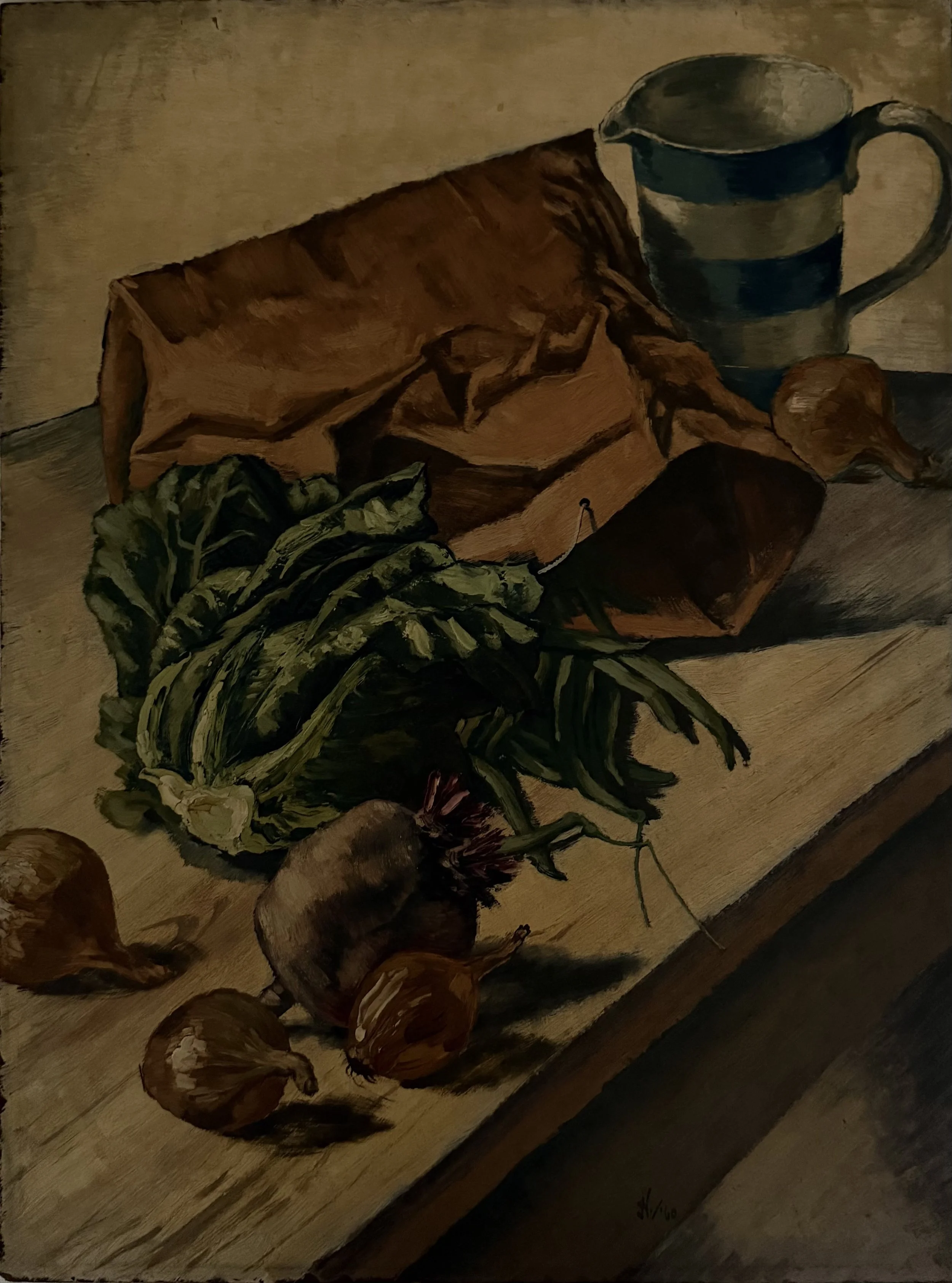 Still life of vegetables. Oil on wood (24"x18")
1960