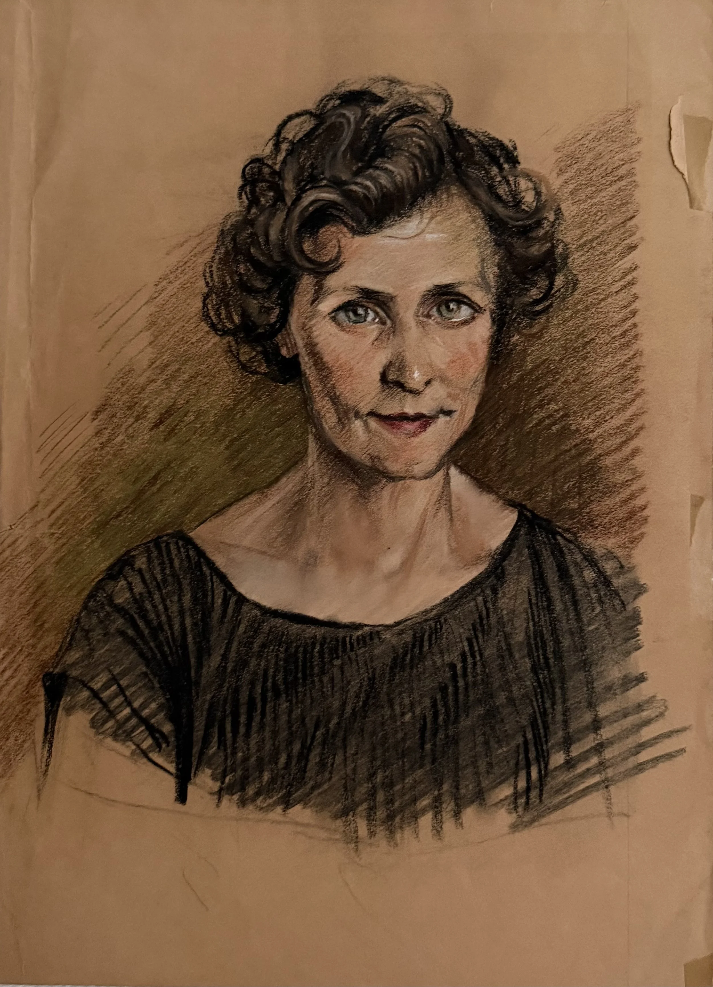 Portrait of a woman. Pastel on paper (18.75"x13.5"). Undated