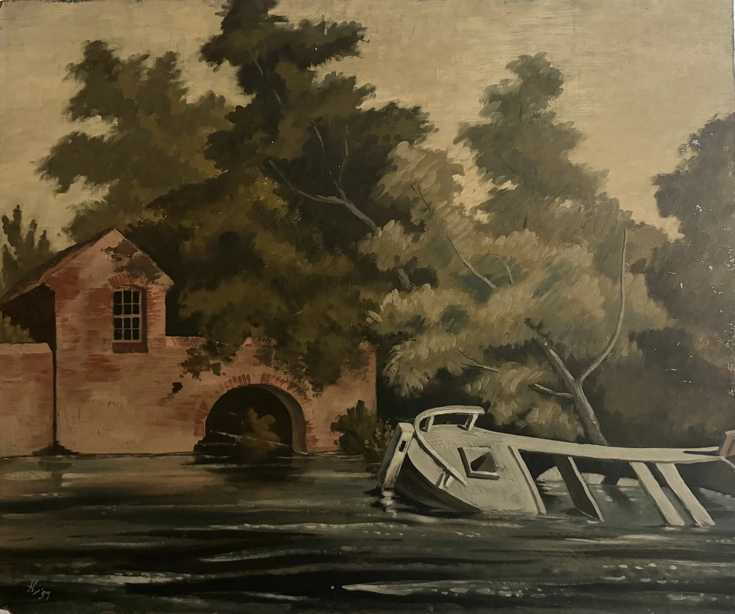 Sunken boat. Acrylic on board (30"x24")
1957