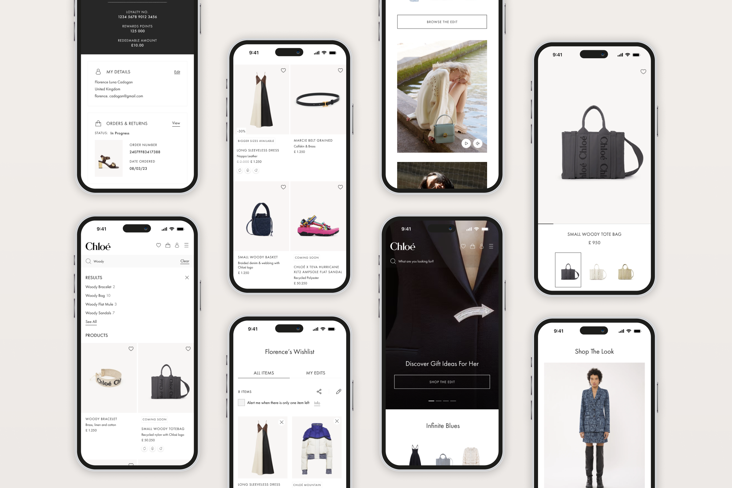 An image of the Chloé website screens