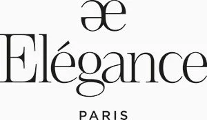 Logo mit den Worten "Élégance PARIS" in schwarzer Schrift auf weißem Hintergrund.
