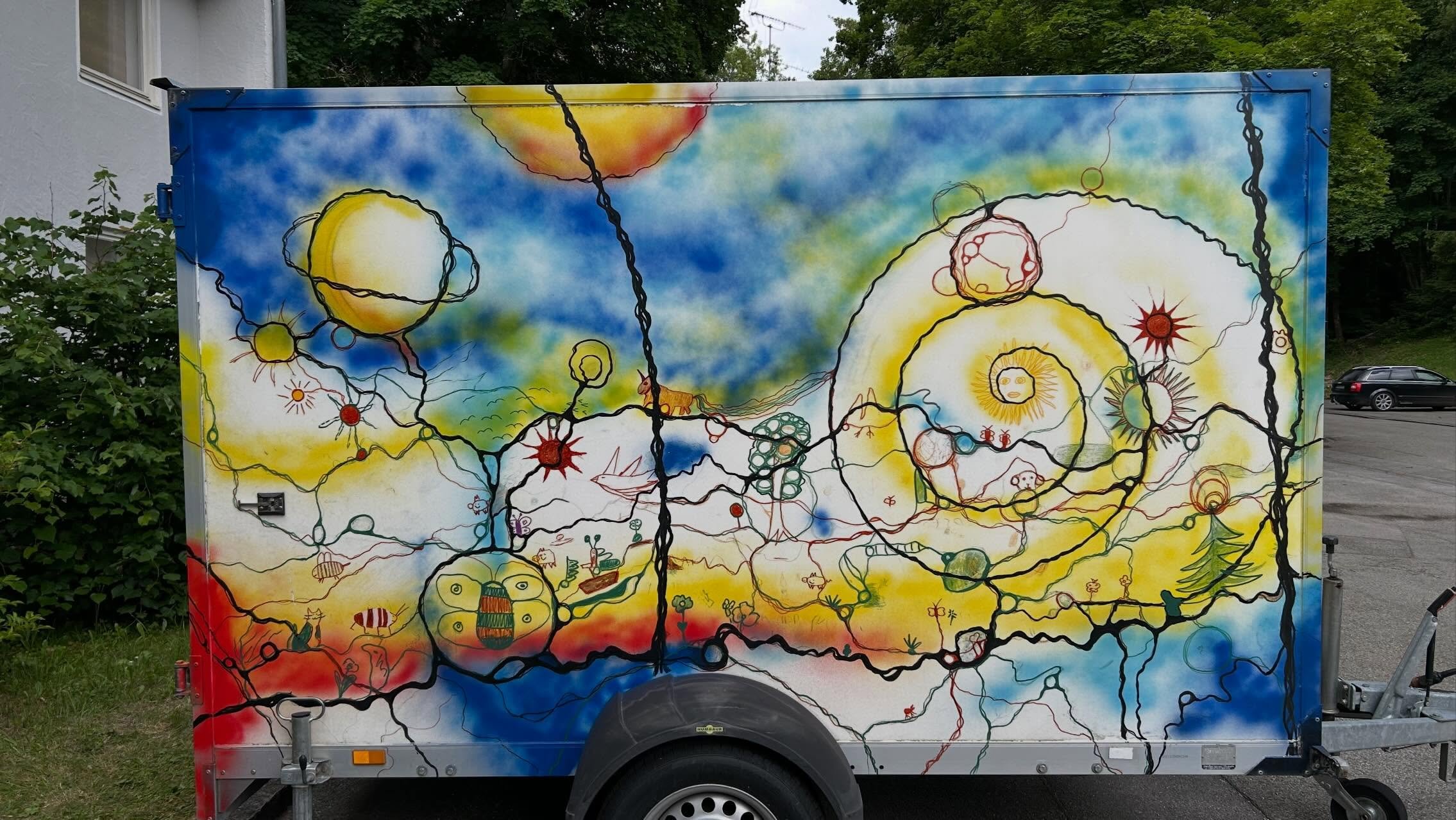 Die Kinder-Neurografik vom Stra&szlig;enfest 2019 erstrahlt als erste der 4 Seiten in neuem Glanz. Auch das &bdquo;Regenbogen pupsende Einhorn&ldquo;. War alles etwas verblasst. Alles auch in Vorbereitung der Offenen Ateliers in den @aukioateliers. #