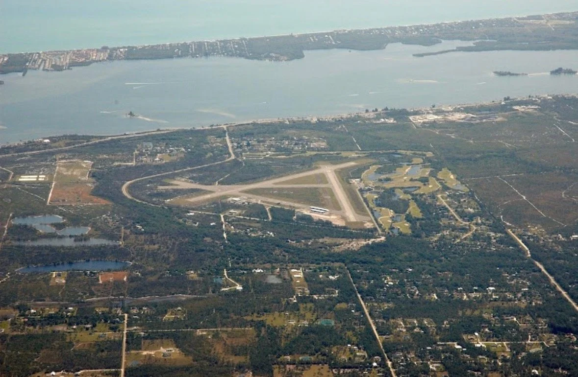 ⁠Aerial view of Valkaria Airport (X59), serving private aircraft and local fleets with premium mobile aircraft detailing solutions.⁠