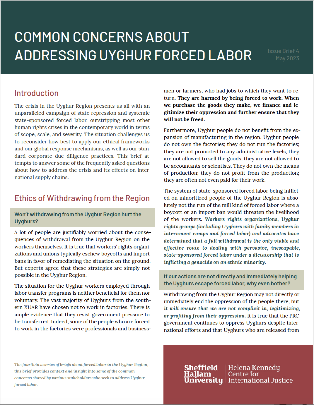 Common Concerns About Addressing Uyghur Forced Labor