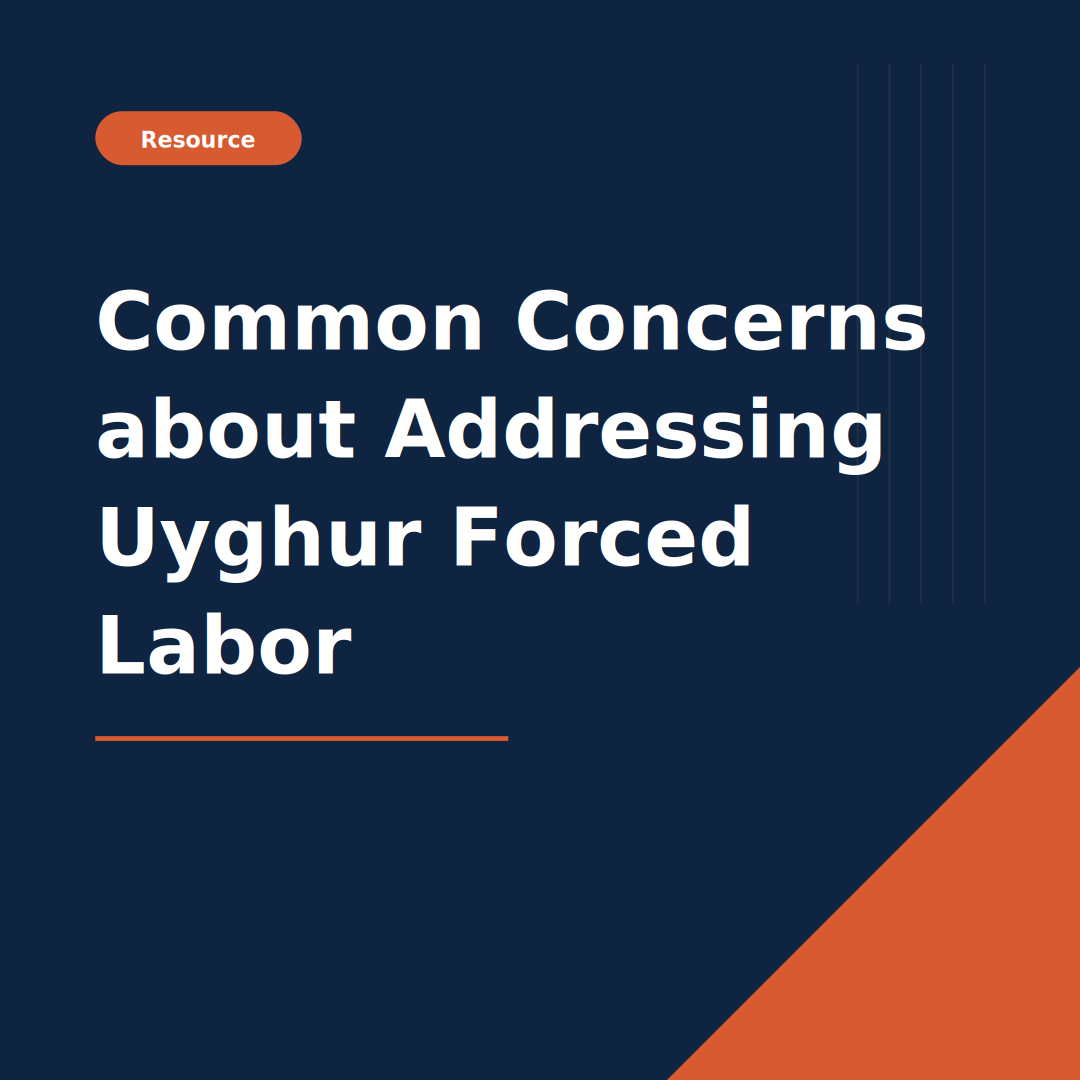Cover image of a resource titled 'Common Concerns about Addressing Uyghur Forced Labor.'