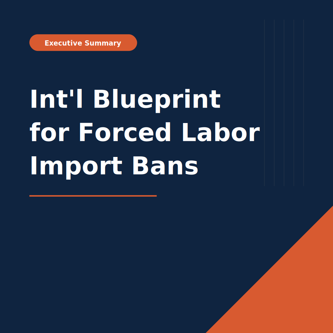 Cover image of an executive summary titled 'Intl Blueprint for Forced Labor Import Bans.'