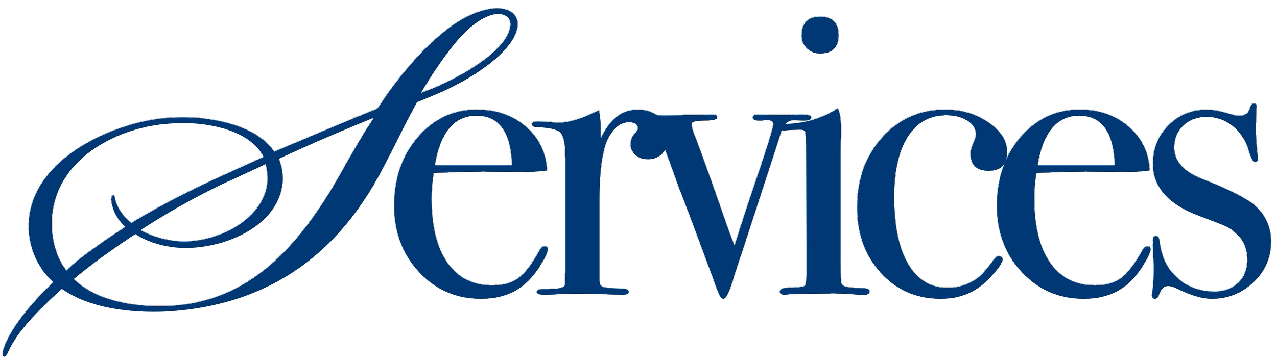 Stylized word 'Services' in dark blue cursive font.