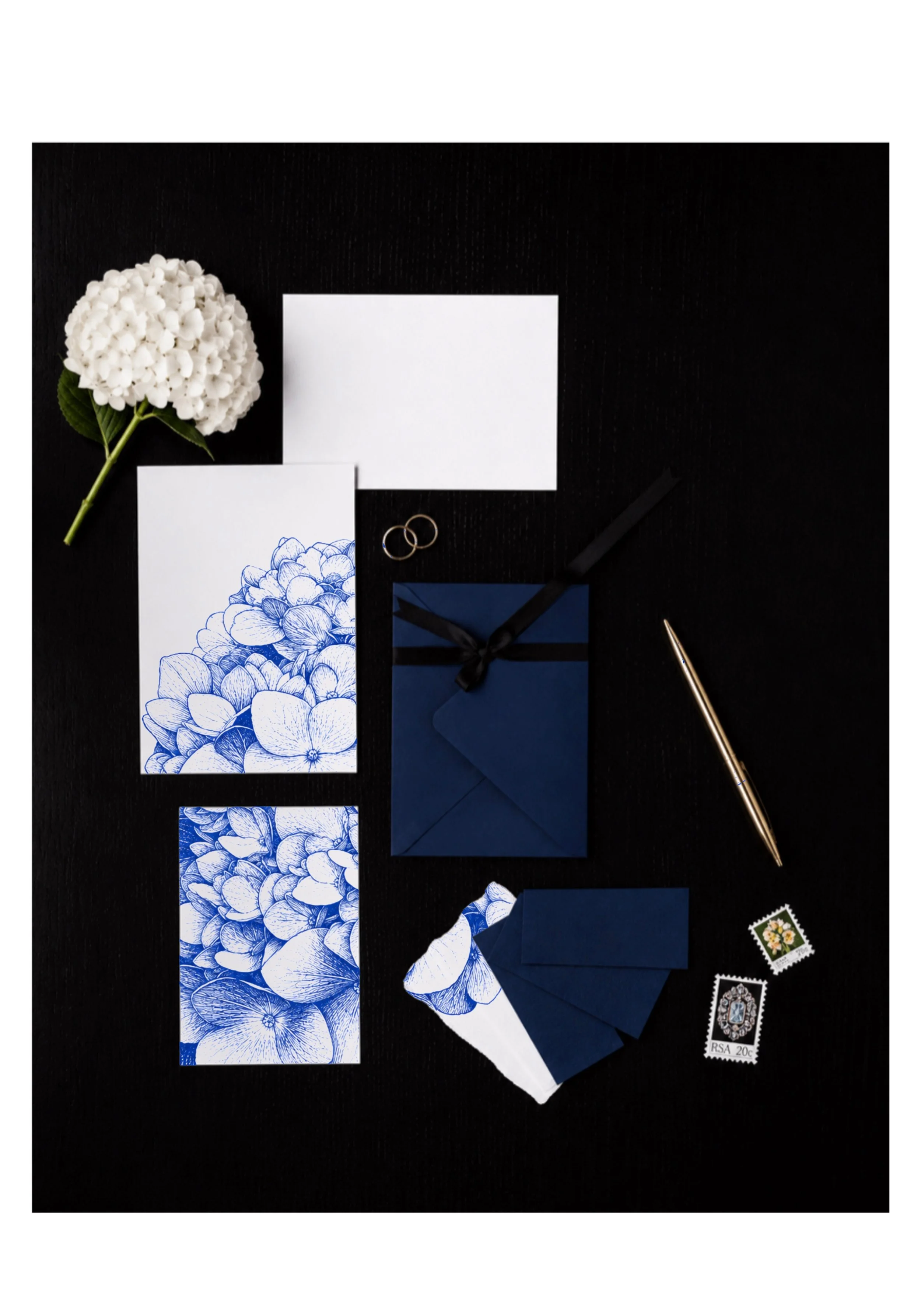 Wedding stationery and rings for a wedding in Denmark