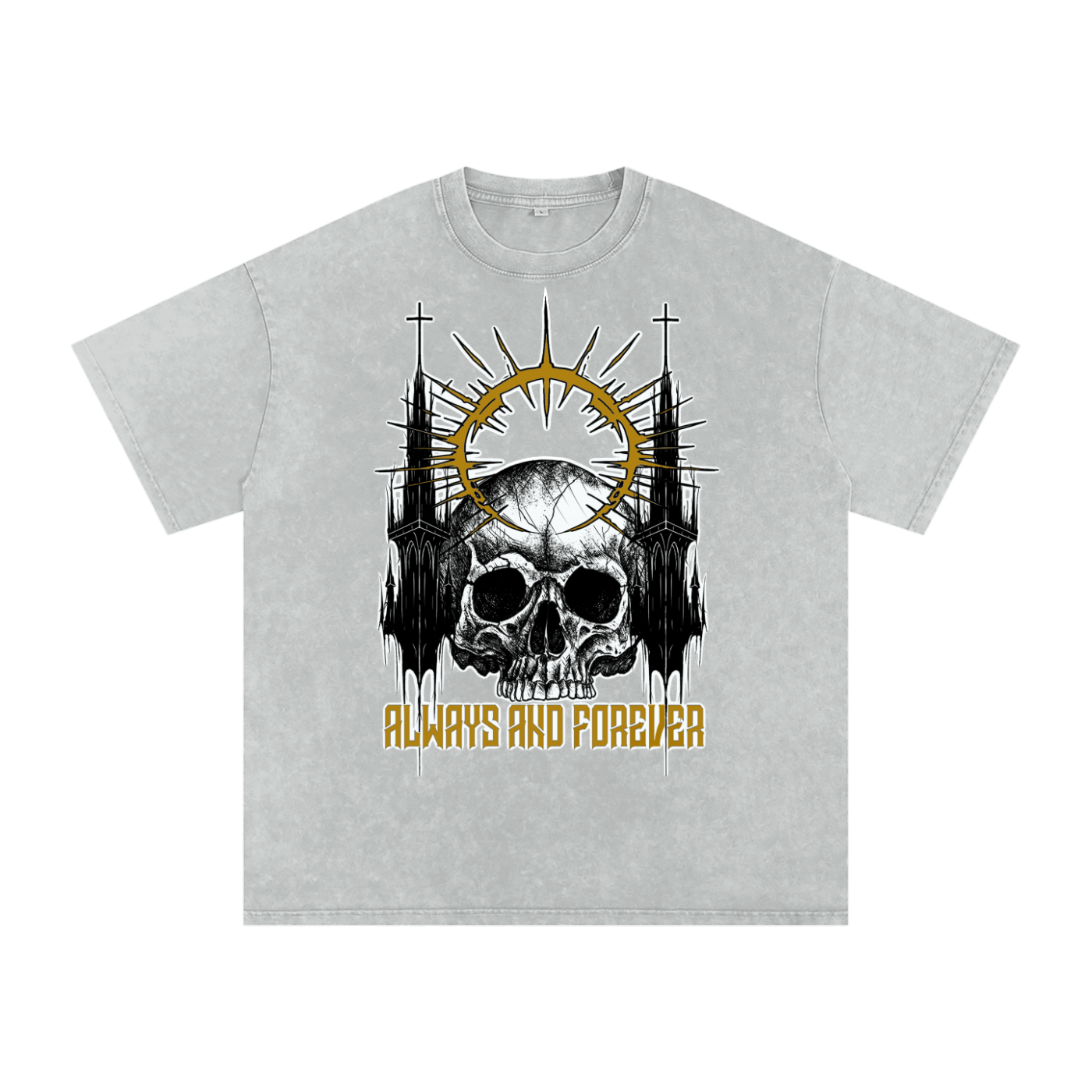 Immortal Crown - Snow Washed Oversized Cotton T-Shirt